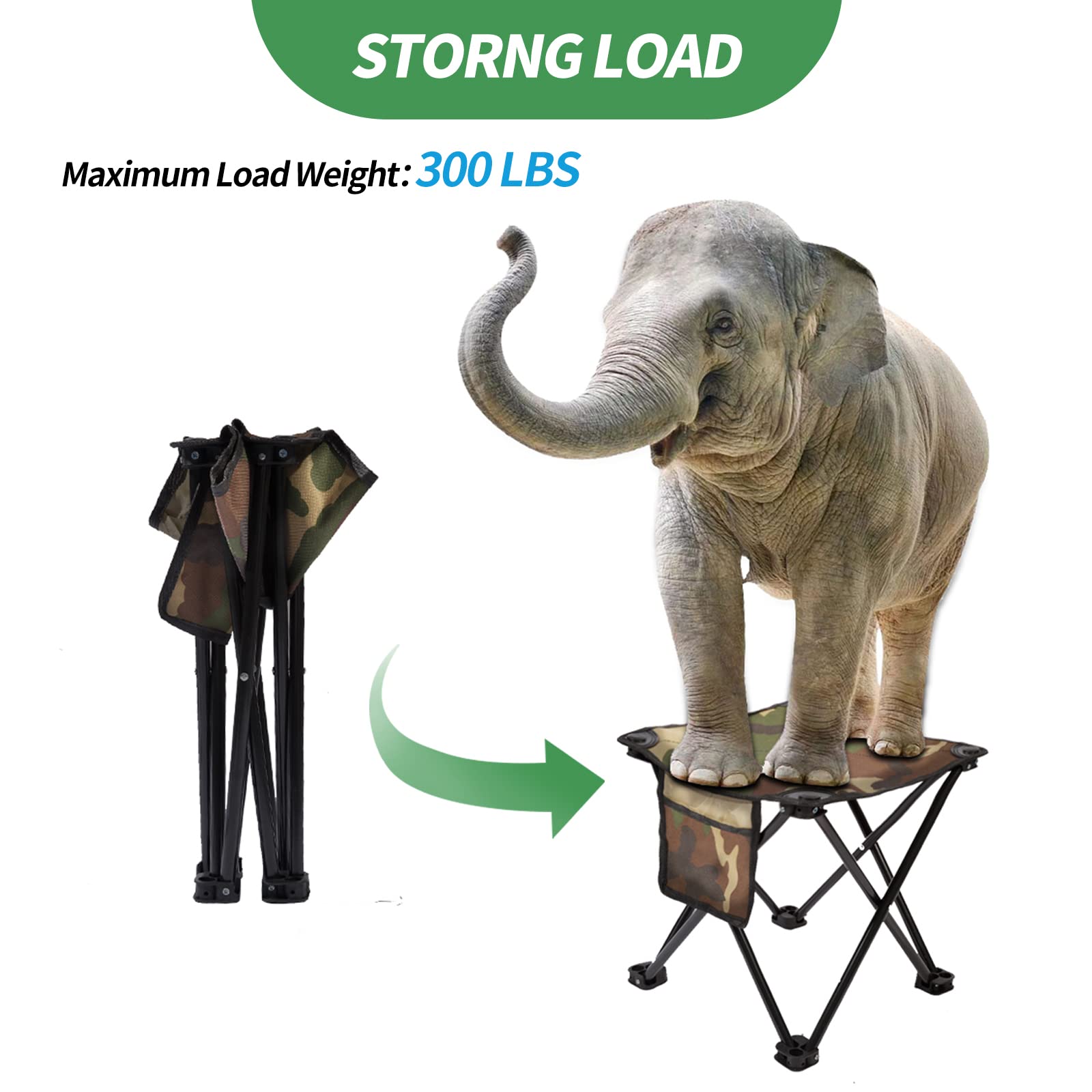 Peomliee 2 Packs Foldable Camping Stool, Lightweight Steel Portable Folding Outdoor Stools with Carry Bag for Adults Camping, Fishing, BBQ.