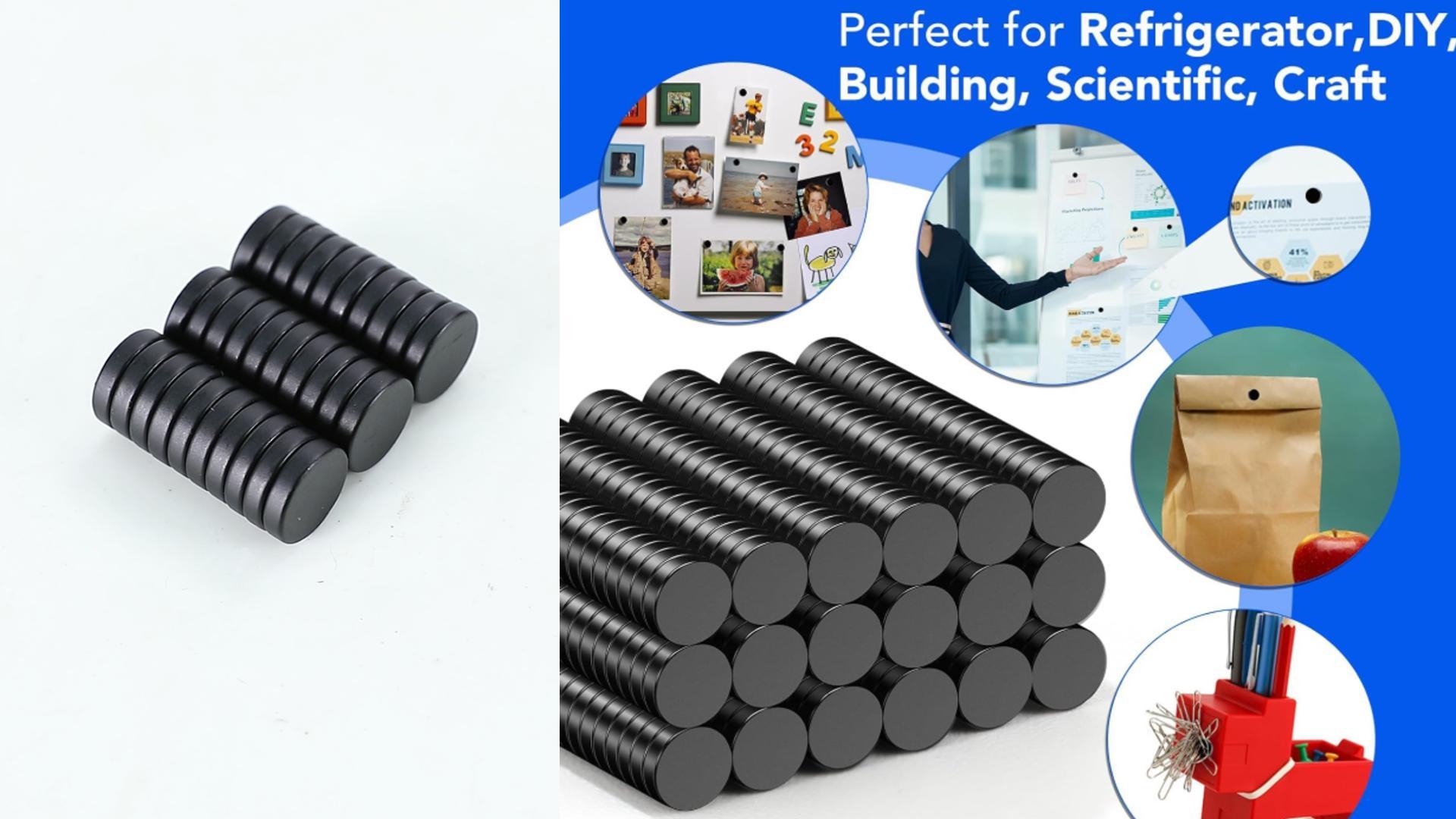 Image of TRYMAG 30Pcs Black Strong Rare Earth Small Round Fridge Magnets for Whiteboard, Neodymium Magnets Locker for Crafts, Scientific Models - 0.47 inch D x 1 /8 inch H