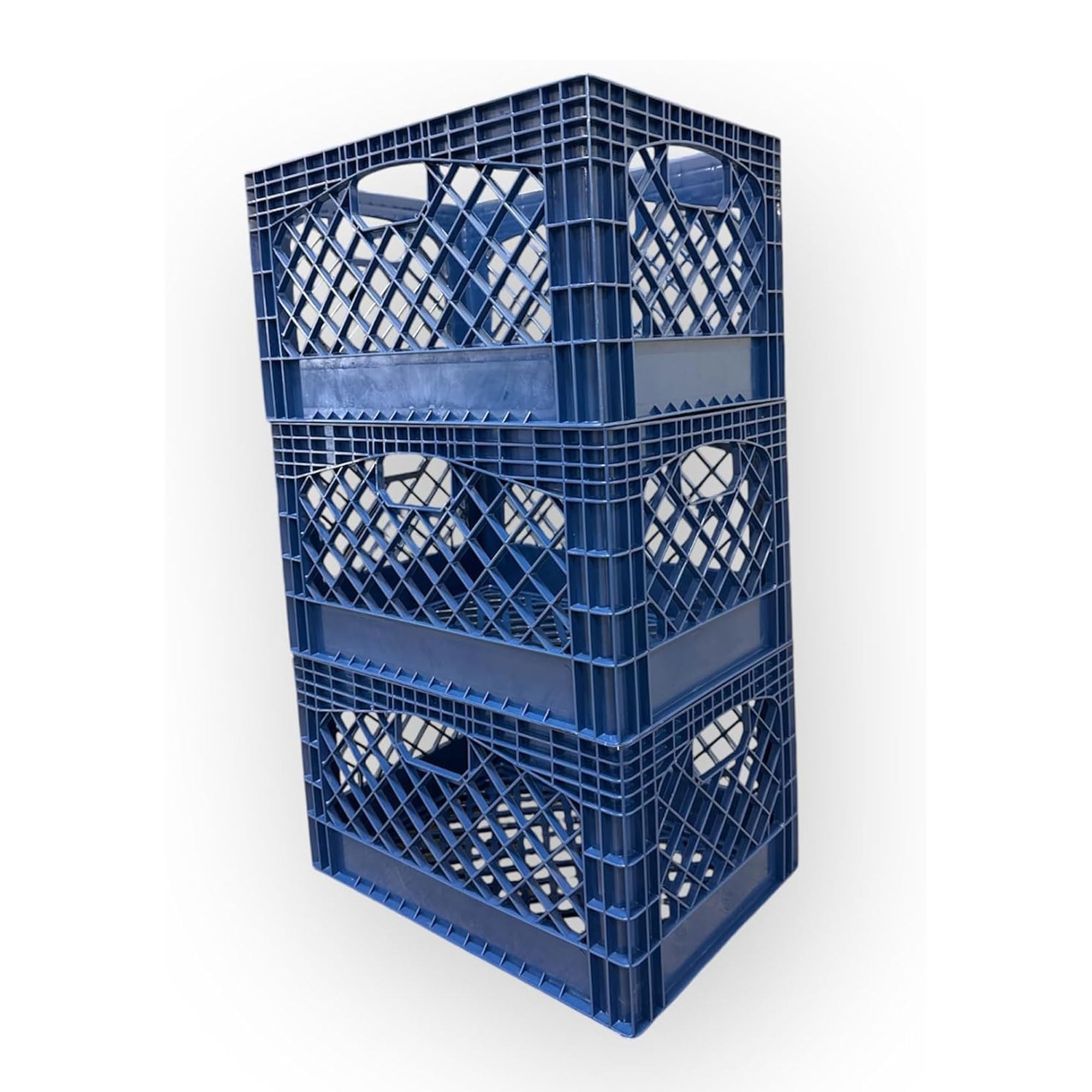 Juggernaut Storage 3 Pack Crates for Office Storage and Classroom Organization, 24 Quart, Blue