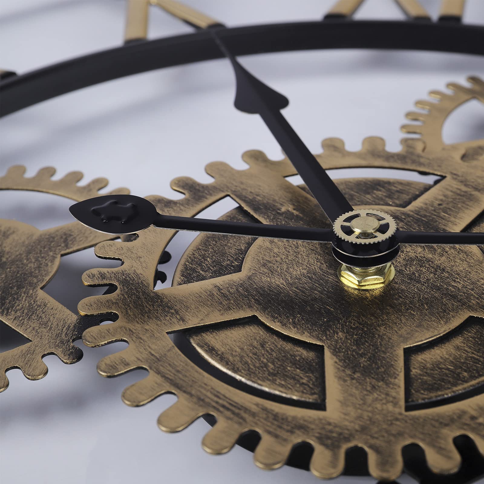 Lafocuse Industriell Gold Zahnrad Wanduhr Groß 57cm, Steampunk Lautlos Metall Quarzuhr mit 3D Romische Zahlen Vintage für Bar Wohnzimmer Schlafzimmer