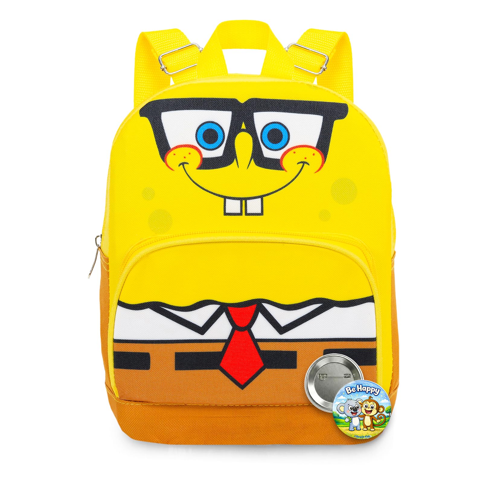 Spongebob Mini Backpack for Teens - 10” Canvas Backpack with Front Pocket Plus Button | Spongebob Backpack Purse Bundle