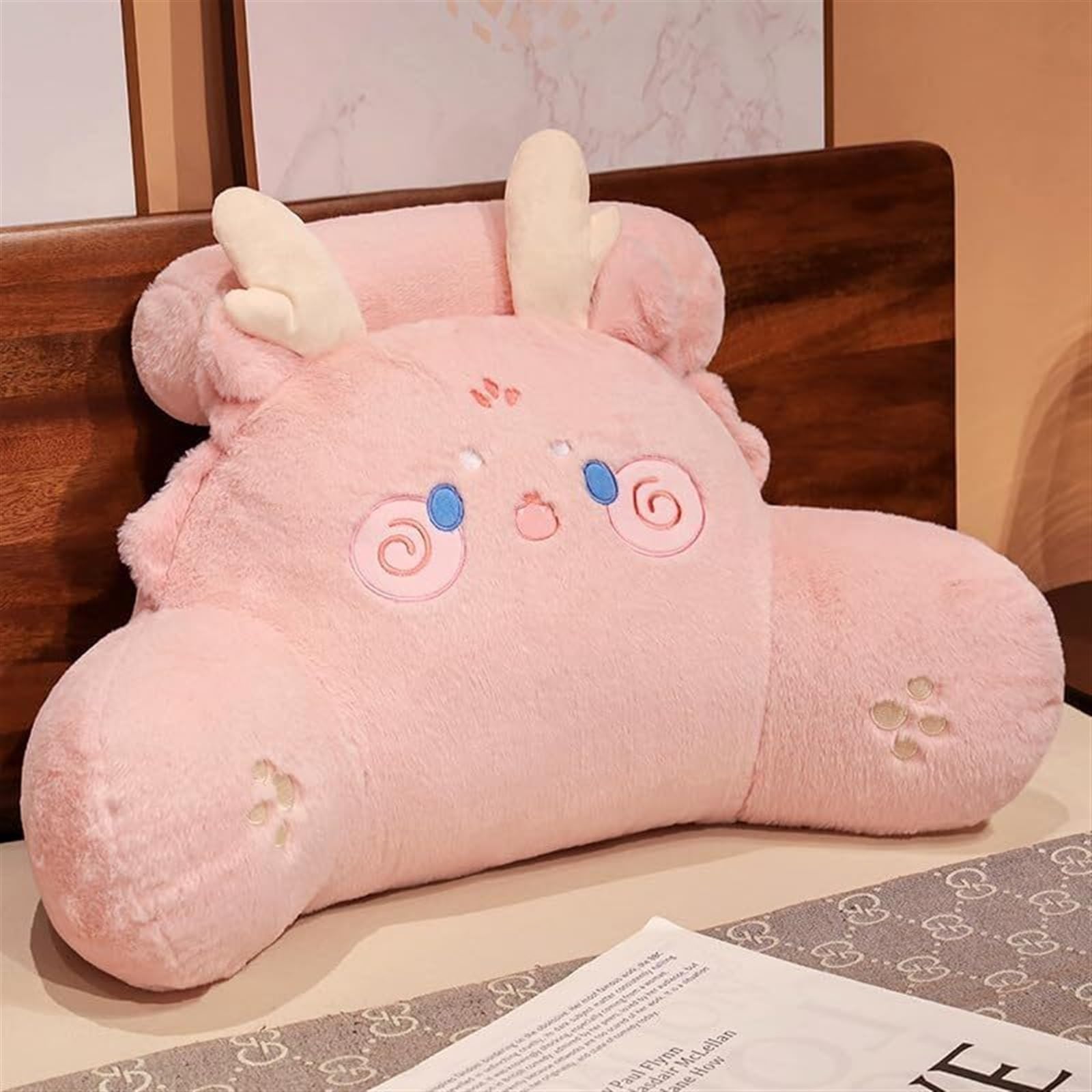 MYXJX back support cushion, Pillow Cartoon Plush Back Support Cushion For Sofa Chair Backrest Waist(Pink,60 * 45cm)
