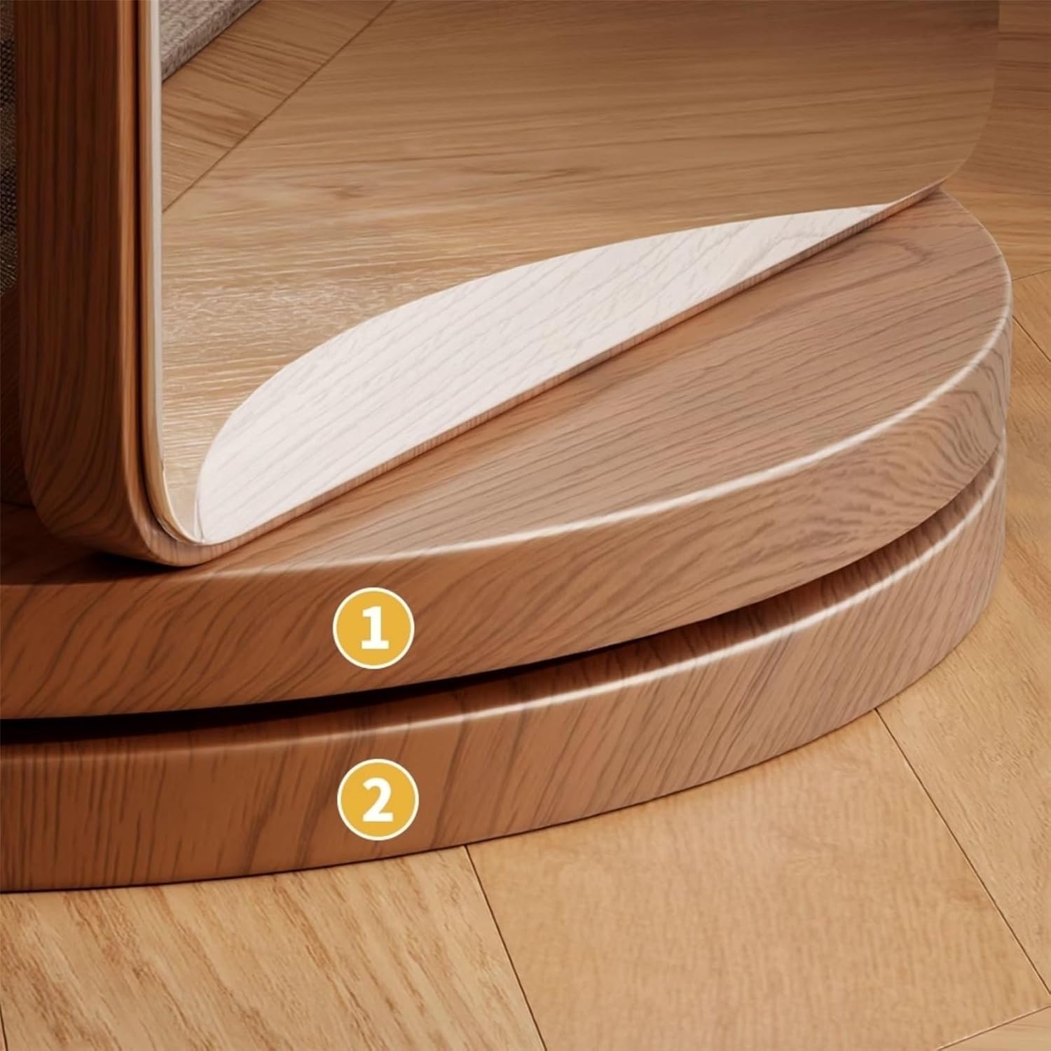 大型ドレッシングミラー 家庭用寝室用回転式ドレッシングミラーと帽子掛け一体型木製全身鏡