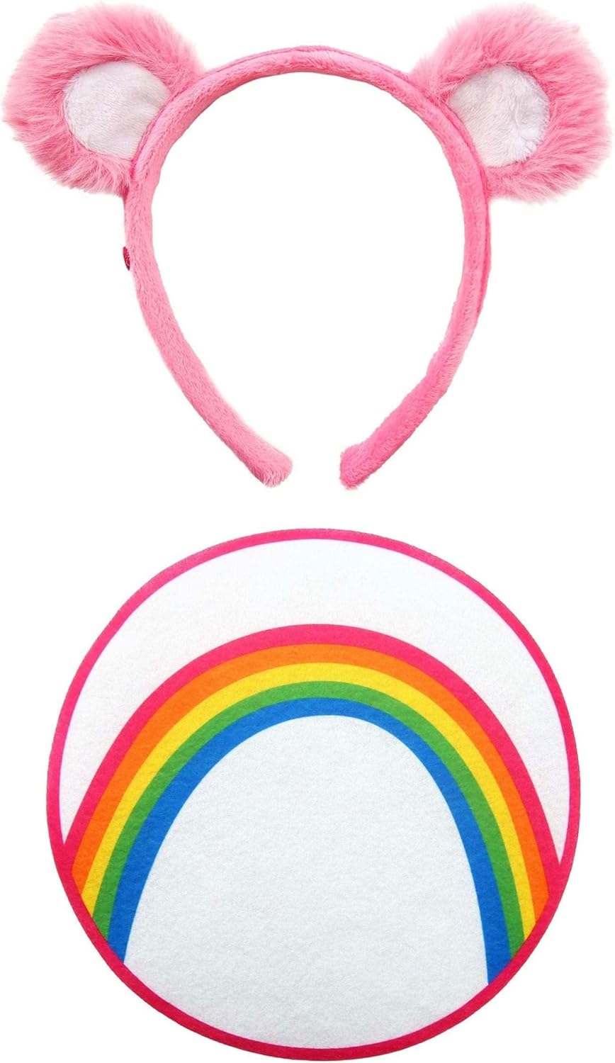 Care Bears Cheer Bear Ears & Patch Costume Kit for Adults with Headband & Iron-On Patch Accessory Set