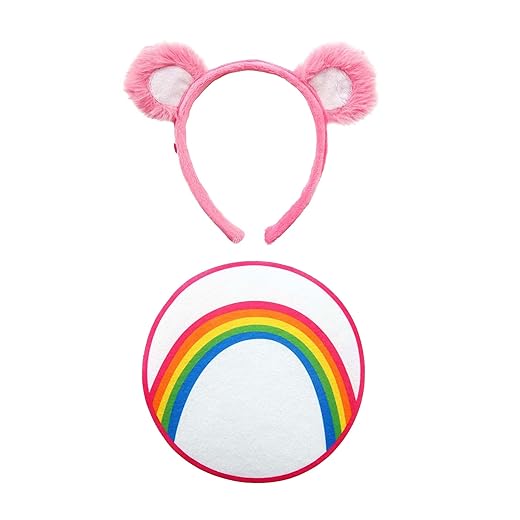 Care Bears Cheer Bear Ears & Patch Costume Kit for Adults with Headband & Iron-On Patch Accessory Set