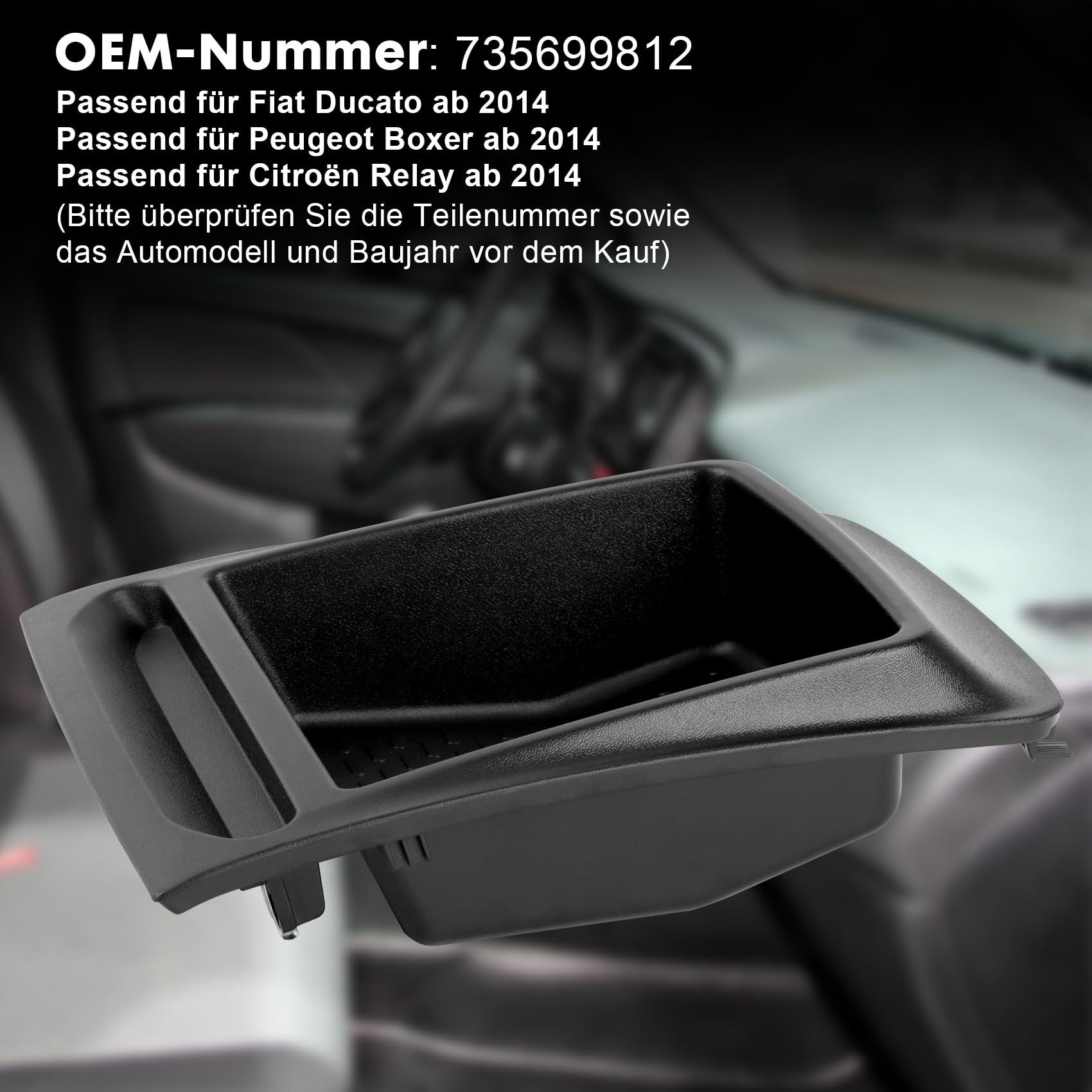 Auto Armaturenbrett Aufbewahrungsbox Mittelkonsole Instrument Aufbewahrungsbox für FIAT Ducato Peugeot Boxer Citroen Relay ab 2014, Ablage Armaturenbrett Organizer Tablett 735699812