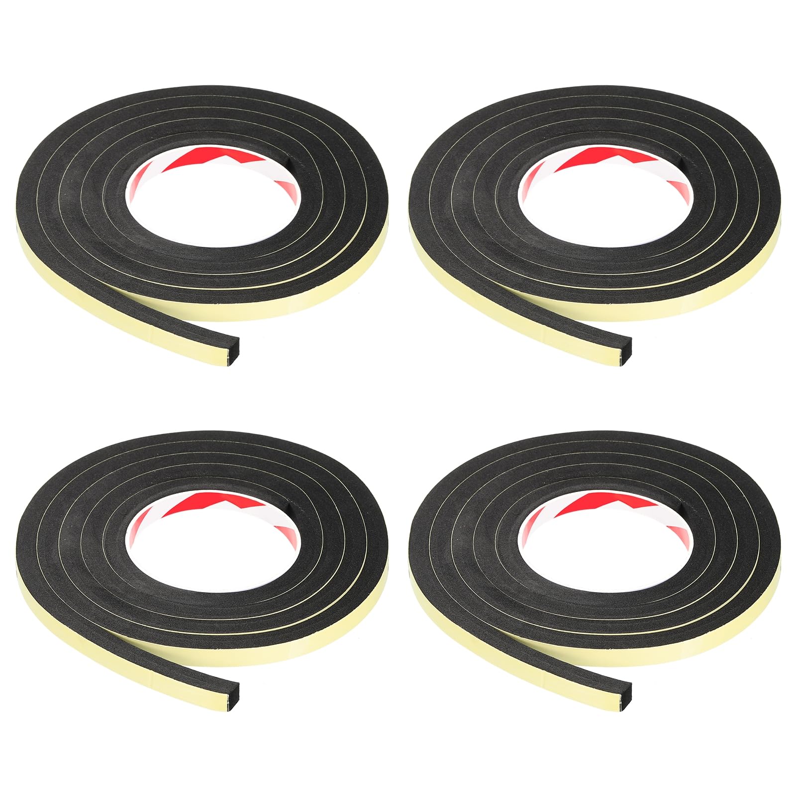 PATIKIL Foam Insulation Tape 10mm(W) x 8mm(T) x 2m(L), 4 Pcs Single-Sided Self Adhesive Weather Stripping Door Seal Strip for Door Window Air Conditioning, Yellow