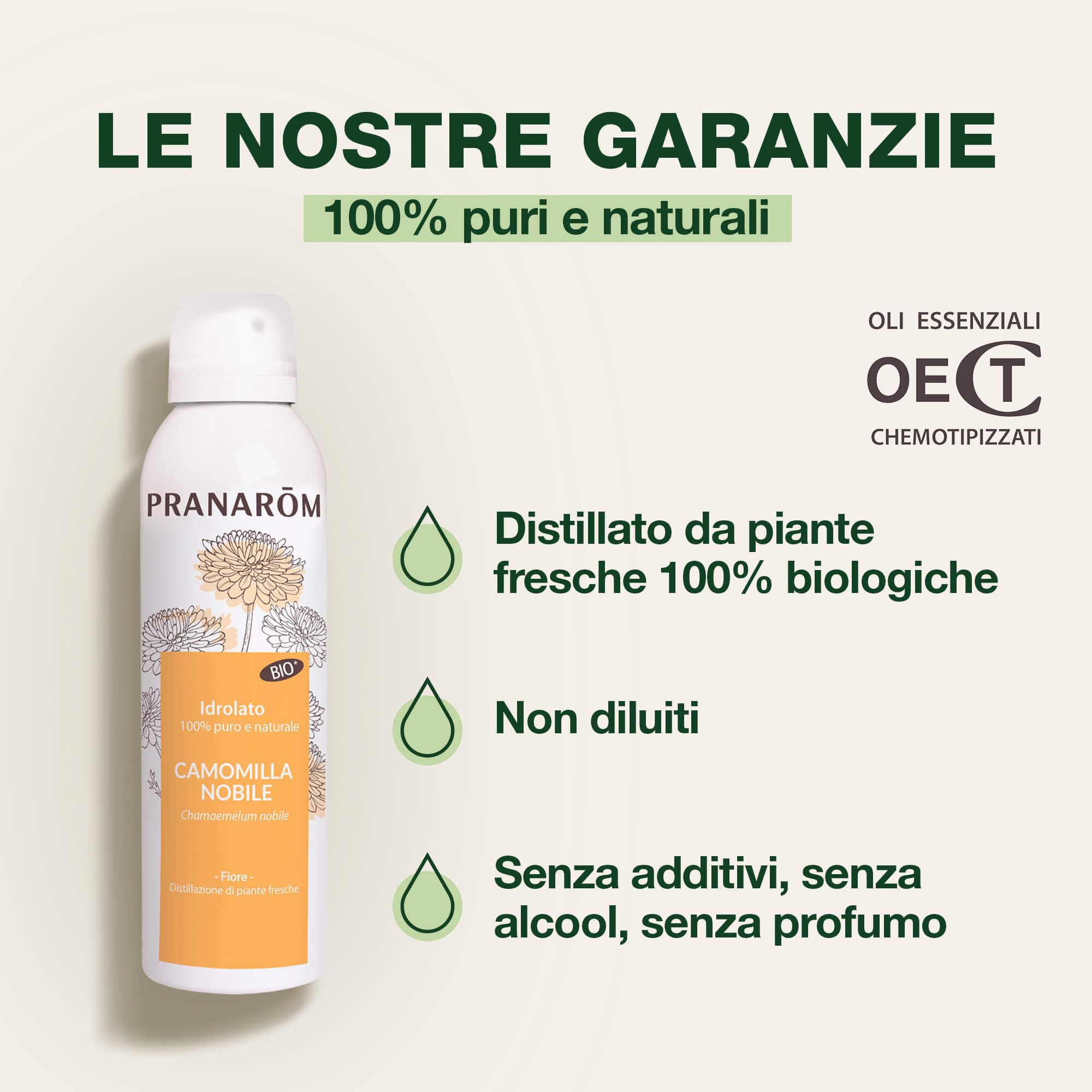 Pranarôm - Idrolato Camomilla Nobile Bio 150 ml, Lenisce Occhi Gonfi e Stanchi, Decongestiona, Ideale per Pelle Sensibile e Capelli Chiari, 100% Puro e Biologico, Senza Alcool e Conservanti