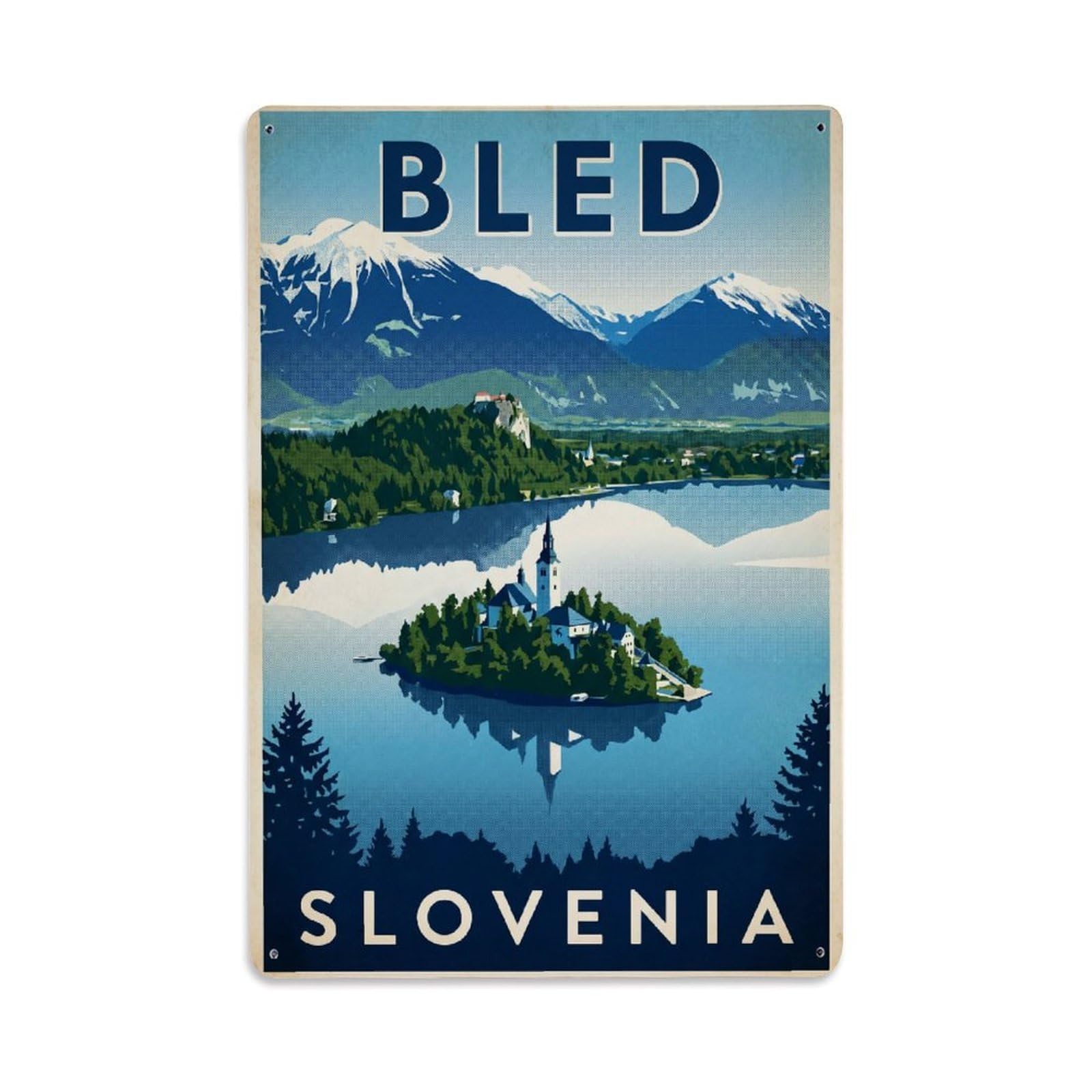 Travel Retro Slovenia Bled Metal Tin Sign
