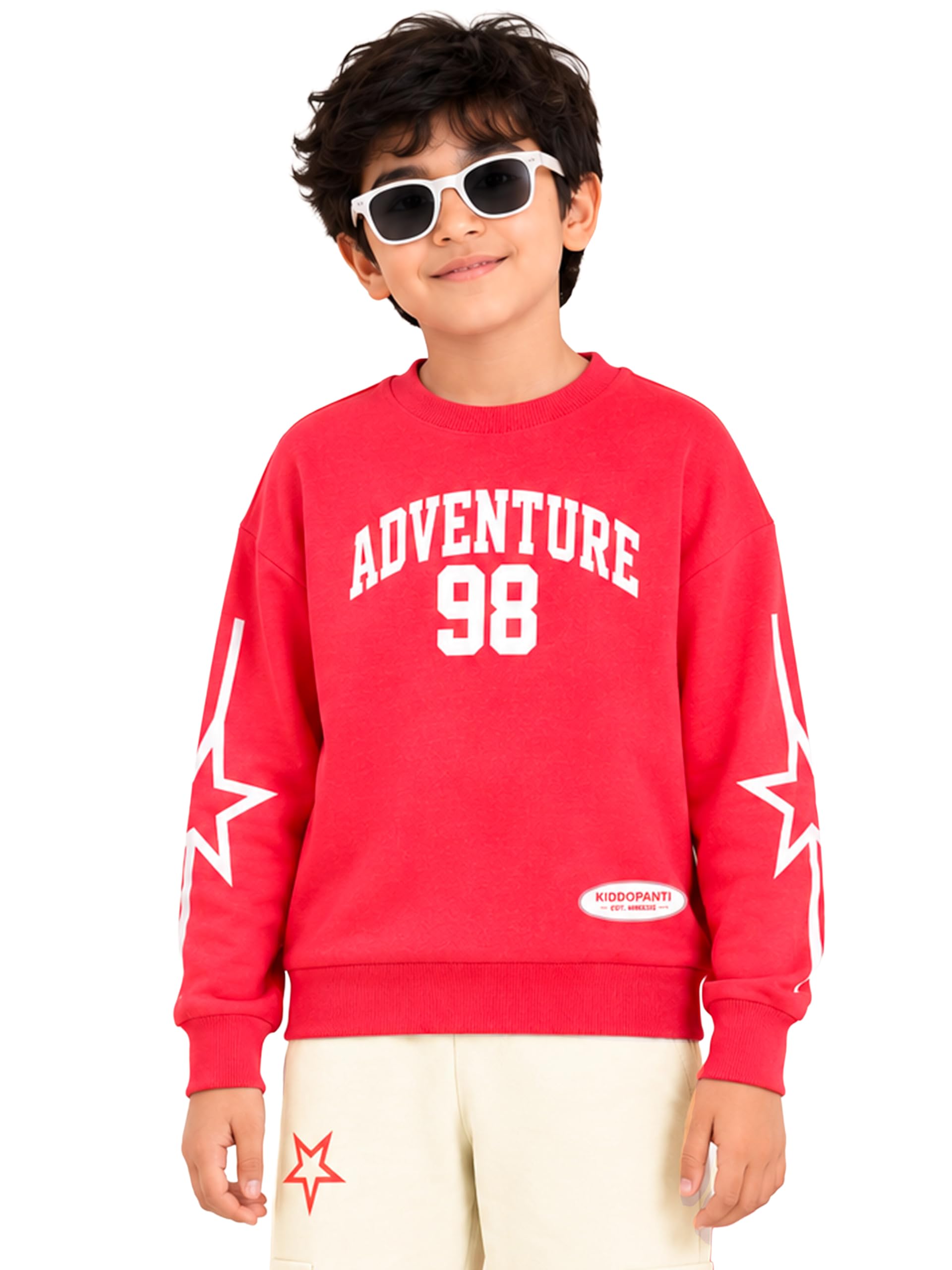 KiddoPanti Boys Solid Round Neck Full Sleeve Fleece Sweatshirt | 60% Cotton 40% Polyester | Soft Warm Winter Pullover | Ribbed Cuffs & Hem | Casual Winter Sweatshirt for Kids-picture-10