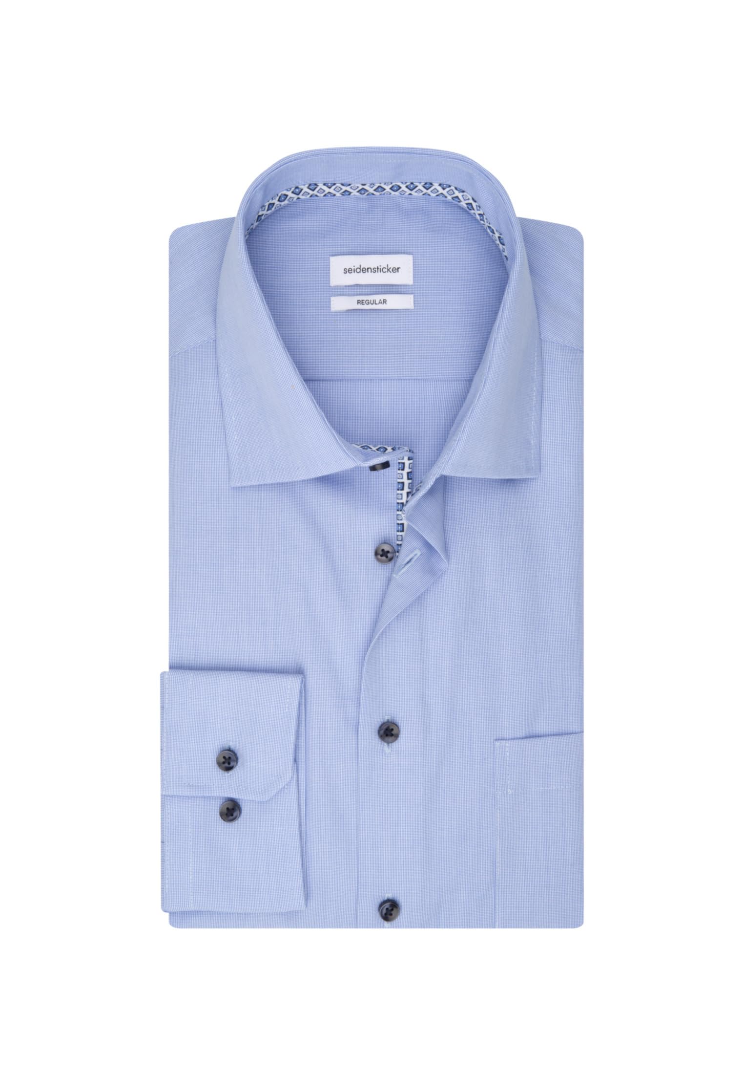 seidenstickerMen's Regular Fit Langarm Hemd Shirt, Hellblau, 44, Hellblau, 54