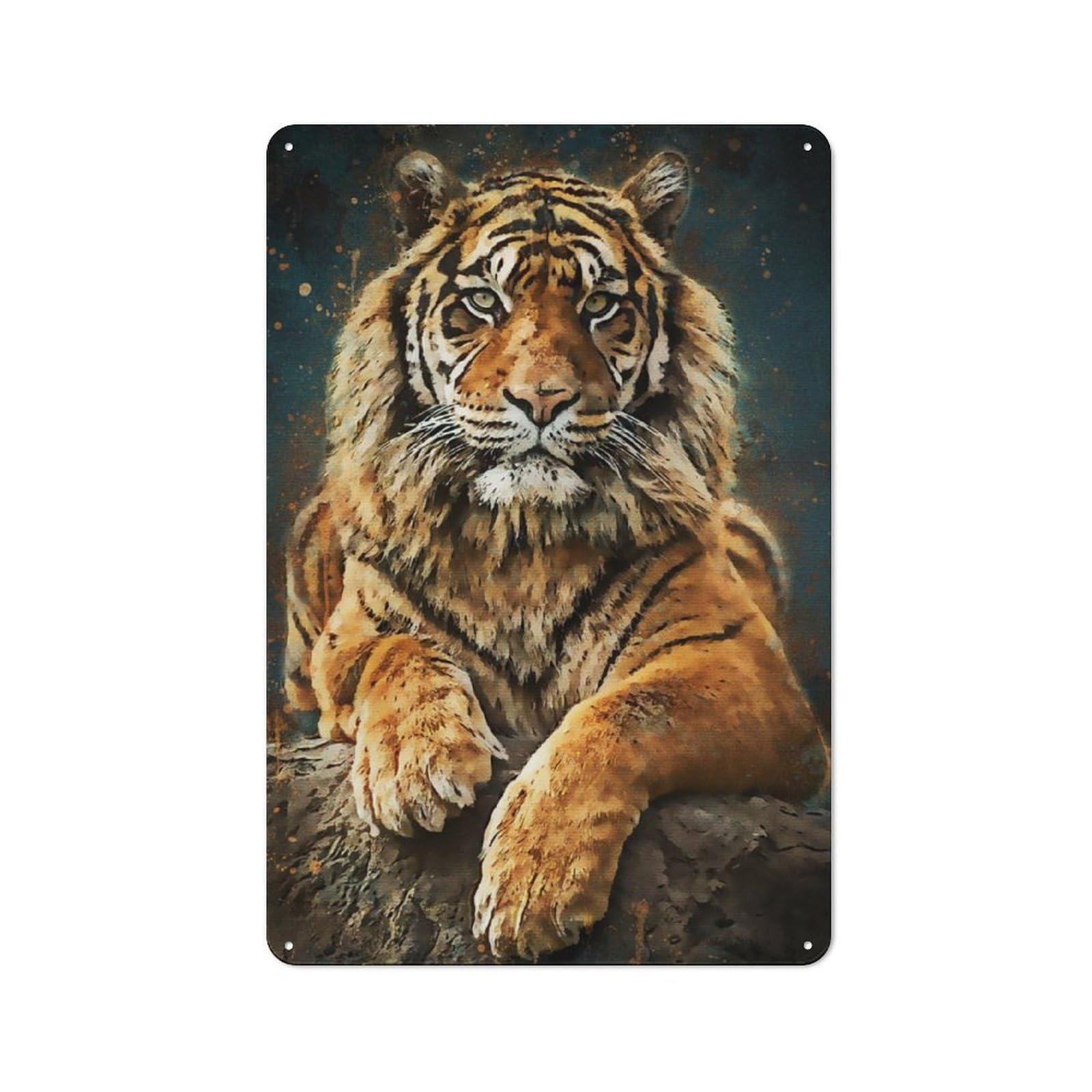Junmoney King Tiger Tin Wall Plaque 30X20cm With For Home Bar Wall, For Kitchen And Home Bar Decor, For Home Office And Studio Walls