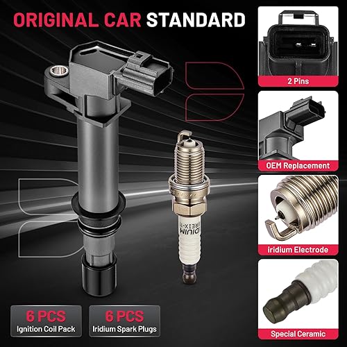 Vista 2 de BDFHYK Paquete de bobinas de encendido UF270 y bujías de iridio 4504 compatibles con Dodge Ram 1500 02-07 Dodge Dakota Durango Nitro Jeep Grand