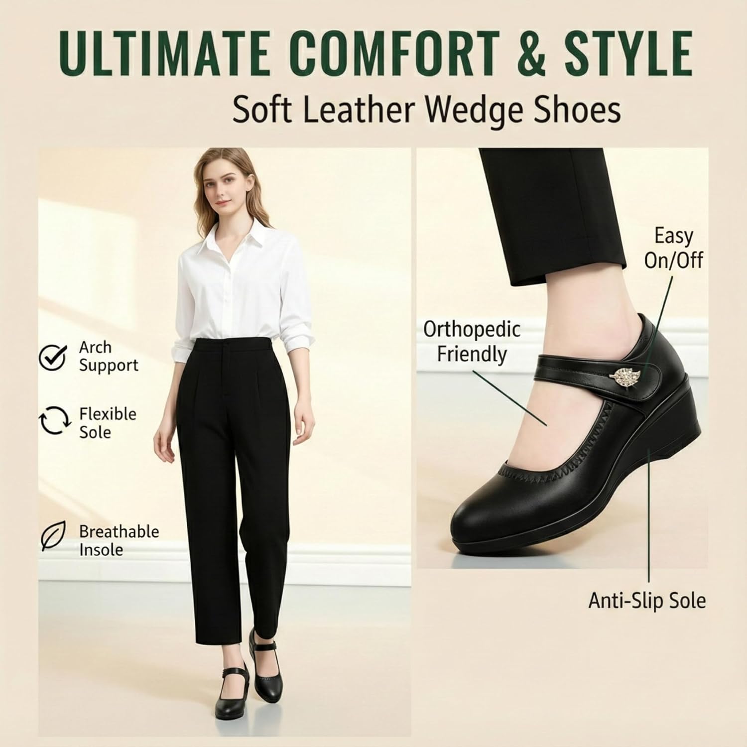 Classic Orthopedic Shoes, Fashion Comfort Casual Dress Flats, Soft Sole Lightweight Anti-Slip Walking Footwear - Image 4