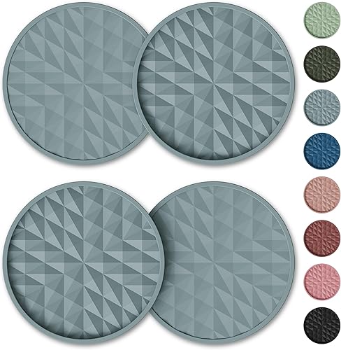 Miniatura 13 de Posavasos de Silicona para Automóvil [Paquete de 4] Alfombrillas Universales Antideslizantes de 2.75 pulgadas, Accesorios Integrados para el Negro