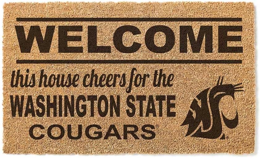 KH Sports Fan Welcome Coir, 18x30 Inches, Outdoor Rug Display Your Team Spirit with This Unique Washington State Cougars Doormat, Multi