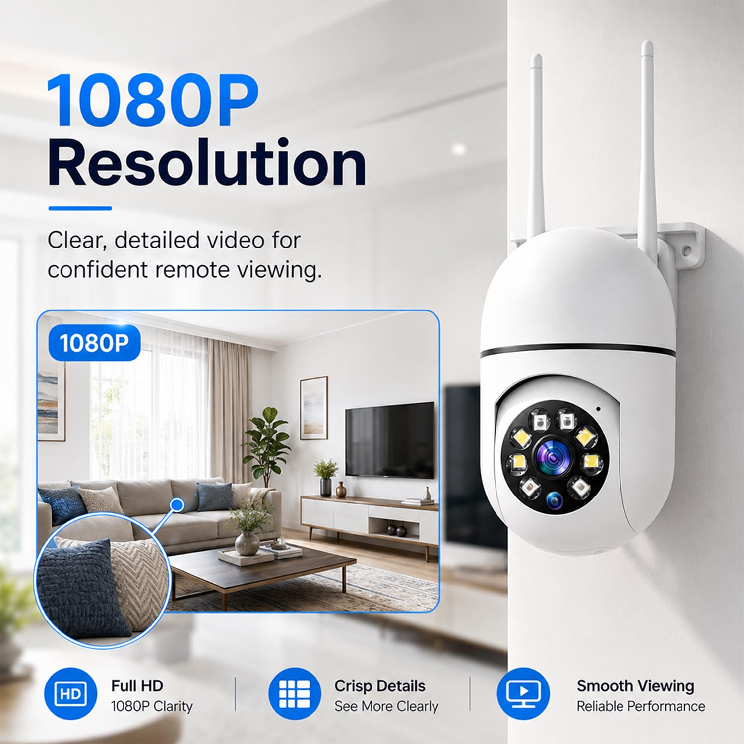 Hawkray Überwachungskamera für den Innenbereich, WLAN, 2,4 & 5 GHz Dualband, 360° Schwenkneigung, Farb-Nachtsicht, Zwei-Wege-Audio, 2 Stück