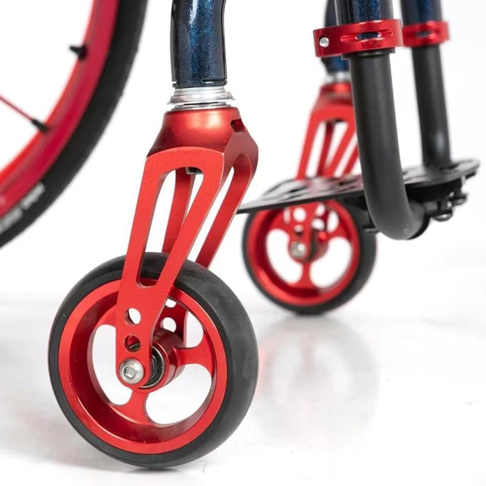 CVMRBY Ruote Anteriori di Ricambio per Sedia a rotelle da 4 pollici/100 mm, rotelle Antiscivolo per deambulatore, Accessori per Sedia a rotelle Sportiva con Pneumatici pieni e mozzo in Alluminio,