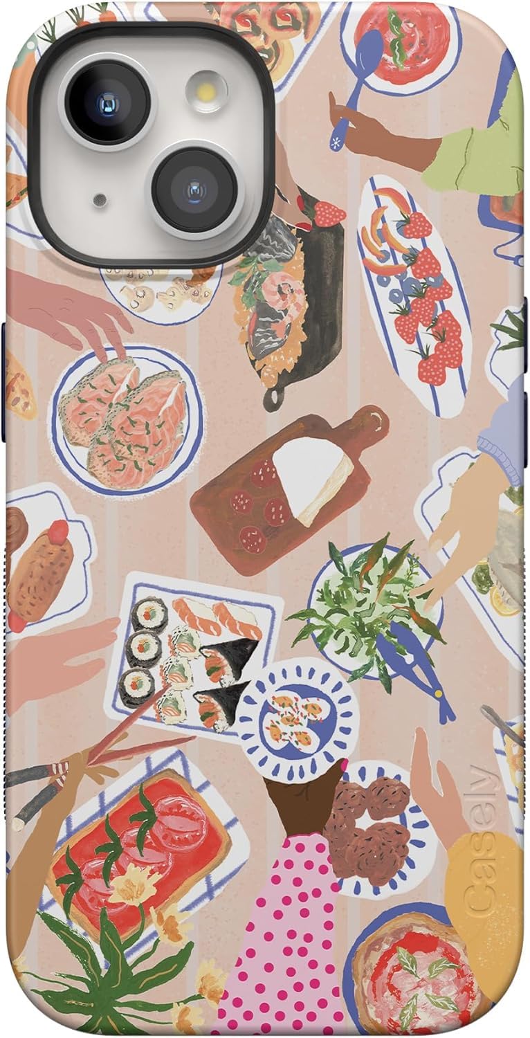 Casely iPhone 15 Case | Picnic Party | Painted Collage | Bold Protective Design | Compatible with MagSafe