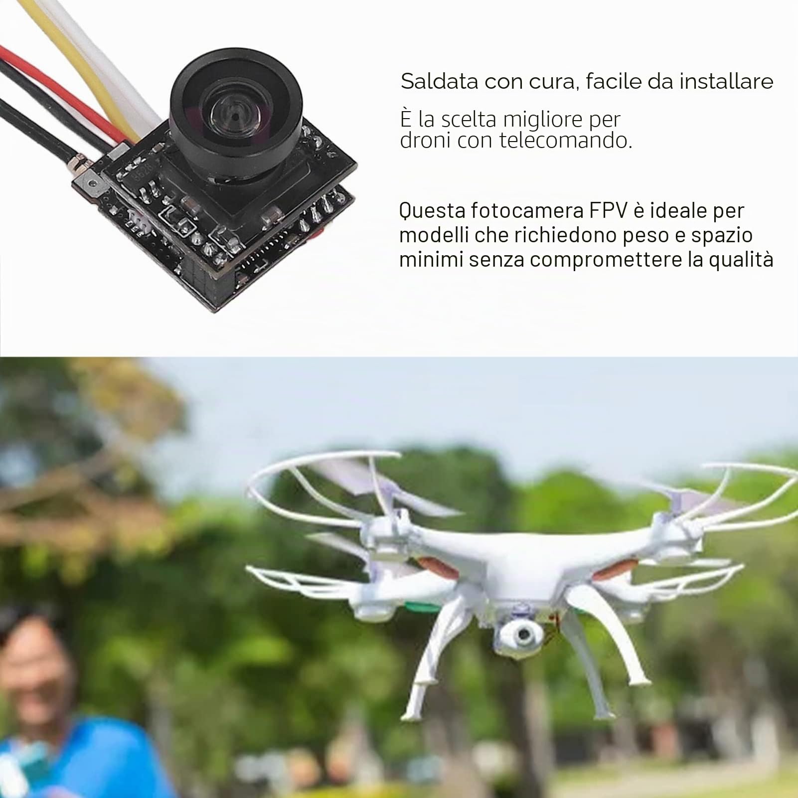fotocamera FPV, nastro da corsa nero, telecamera AIO FPV a 40 canali facile da installare per auto da corsa
