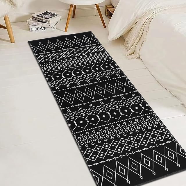 Homcomodar Boho Area Rug for Bedroom 60x180cm Cotton Woven Runner Rug for Hallway Washable Durable Area Floor Mat for Bedroom Living Room Kitchen