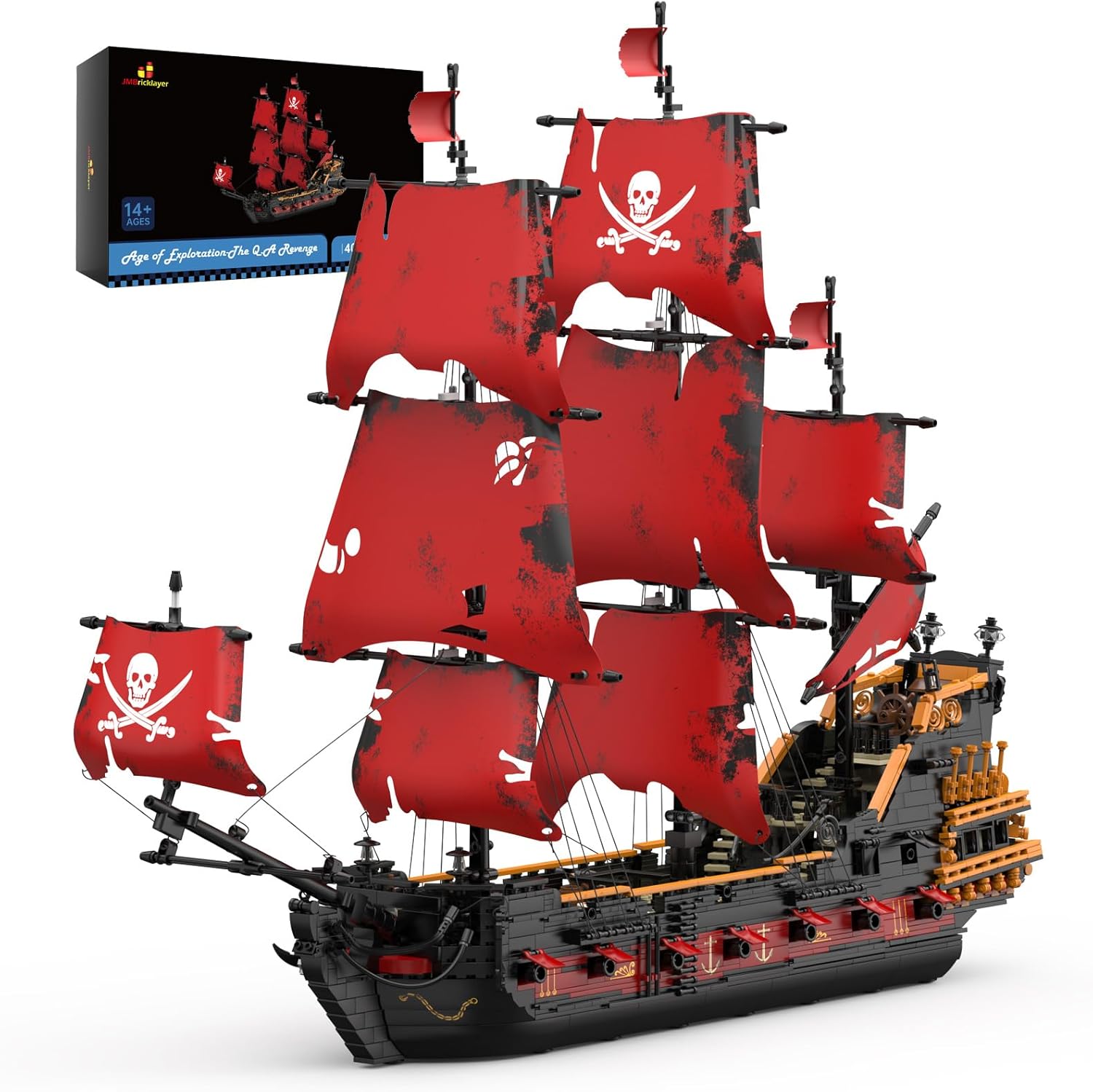 JMBricklayer Pirate Ship Building Sets for Adults 40107, Queen Anna's Revenge Pirate Ship Building Blocks Construction Set, Ship Collection Display Office Room Decor, Gifts for Kids Teens Boys 8+