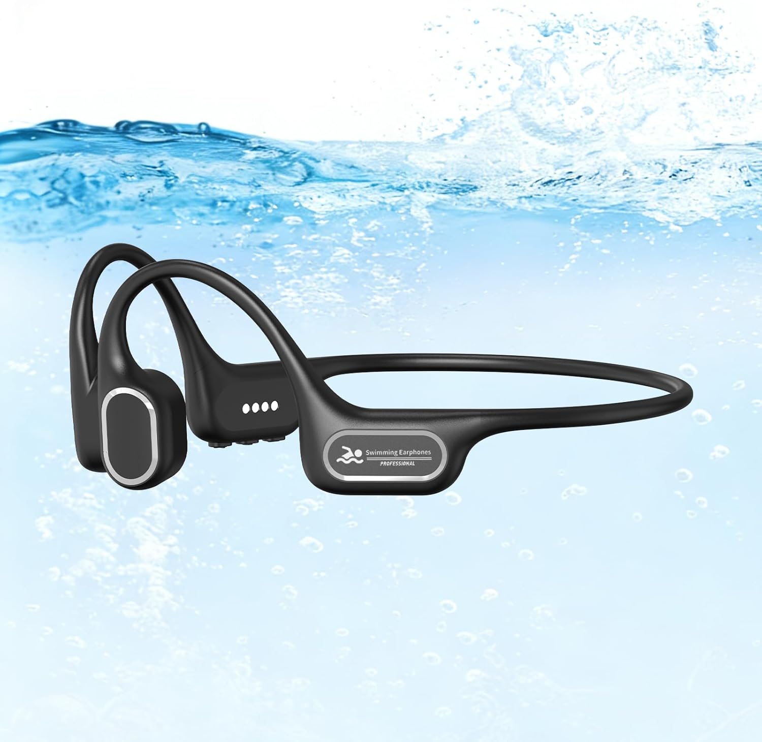 Soft Liquid Silicone Bone Conduction Swimming Headphones Underwater,IPX8 Waterproof Earbuds,Open Ear Swim Headphone with Skin-Friendly Silicone/Built-in 32G MP3-Player Earphones for Swimming-Black