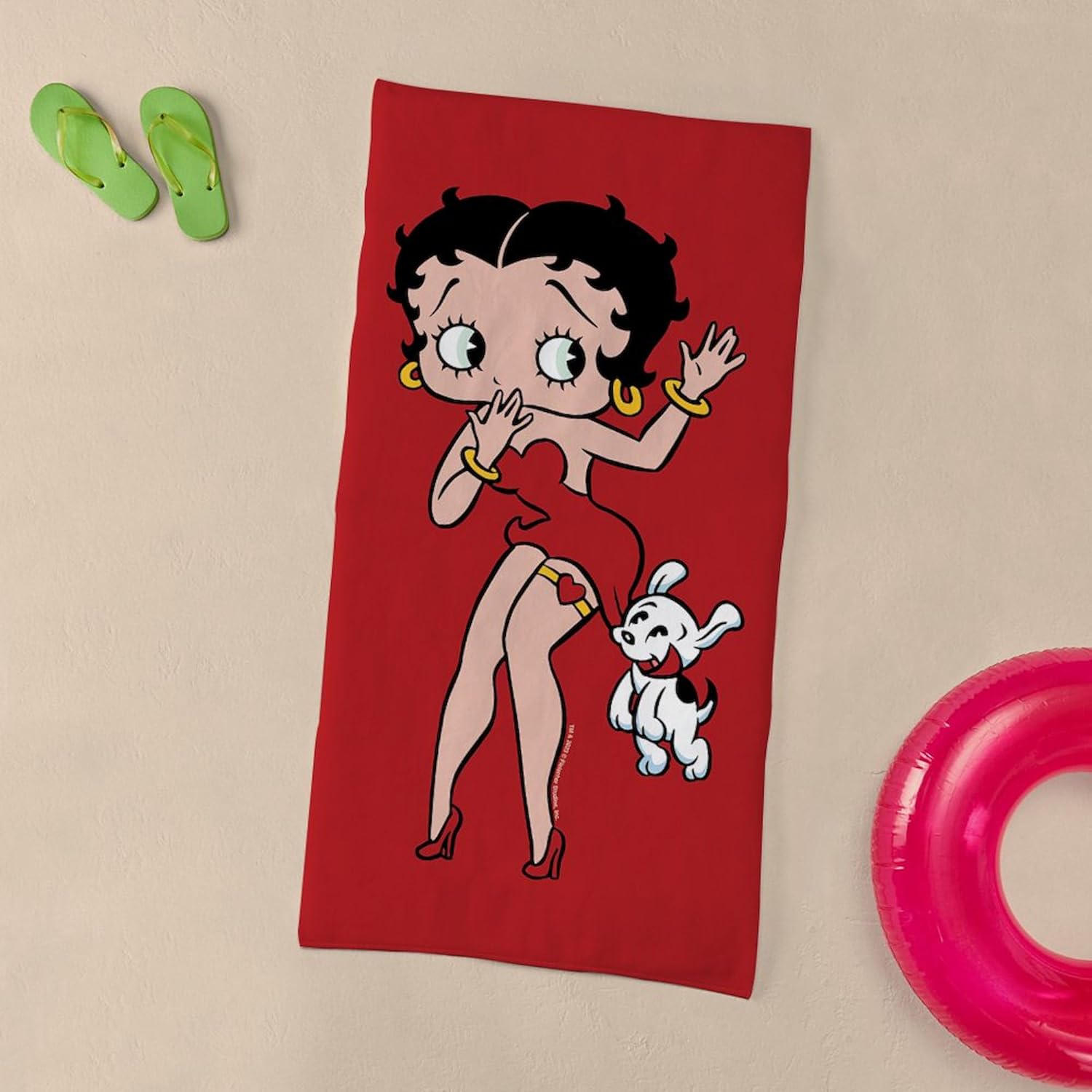 CafePress Betty Boop Pudgy Tugging 30"x60" Absorbent Cotton Back, Soft Beach, Pool Towel