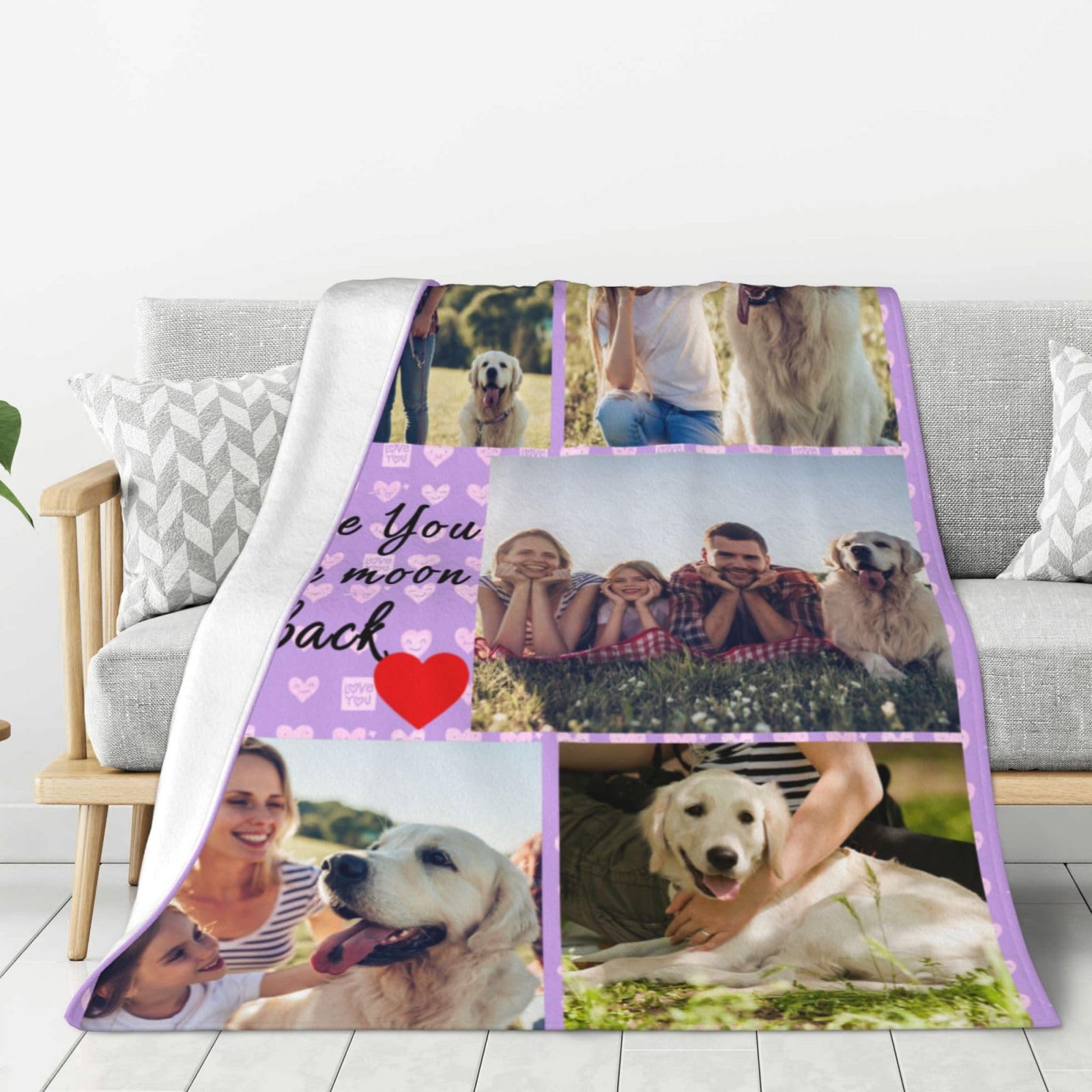Pet Memorial Blankets Personalised, Dog or Cat Photo Blanket Throws