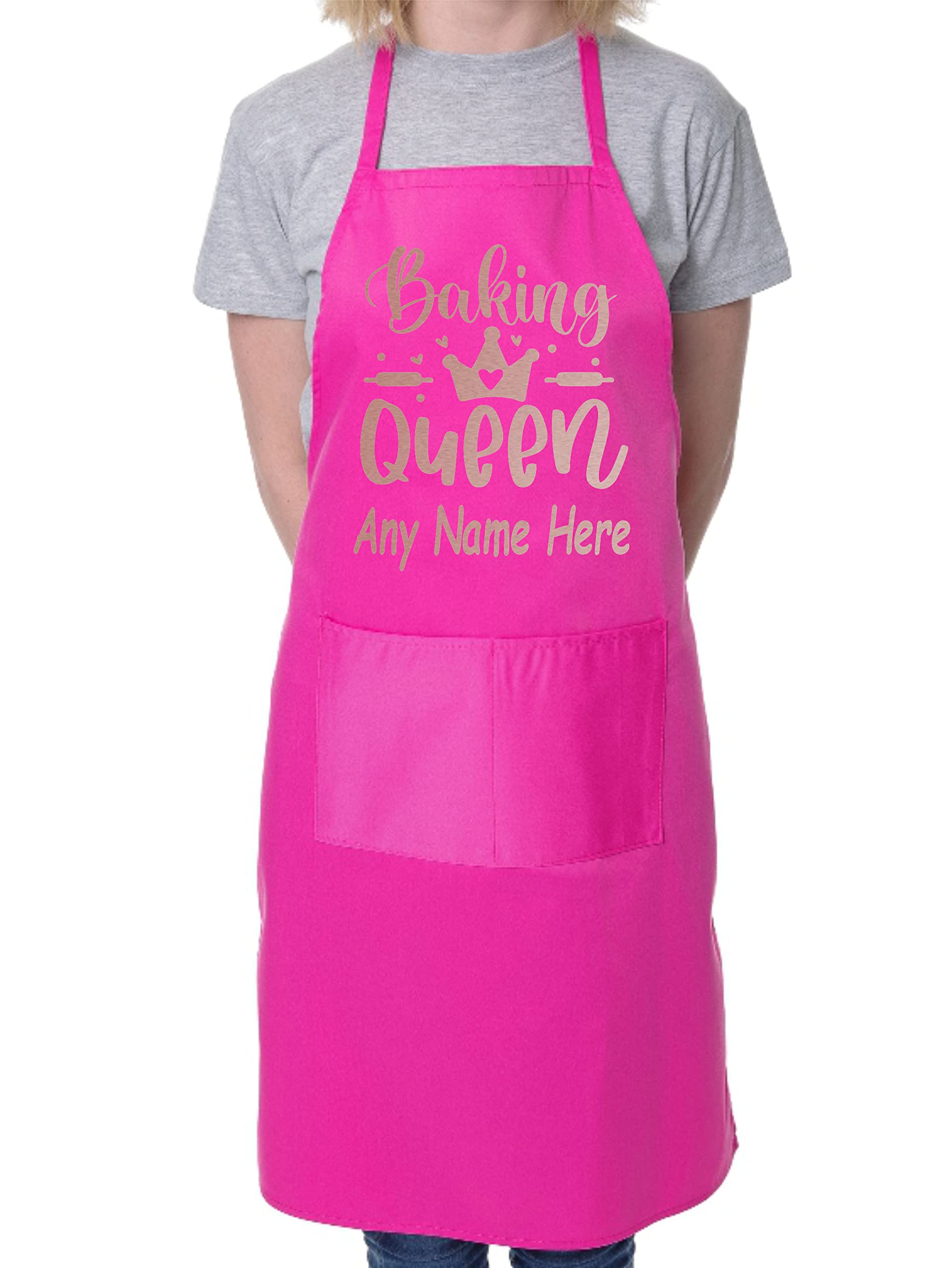 Print4U Personalised Apron Baking Queen Your Name Here Baking Cooking Birthday Pink