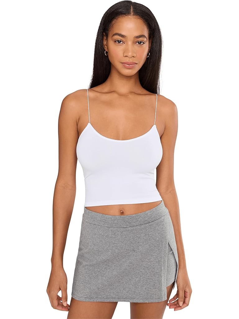 White Free People Seamless Skinny Strap Crop Cami
