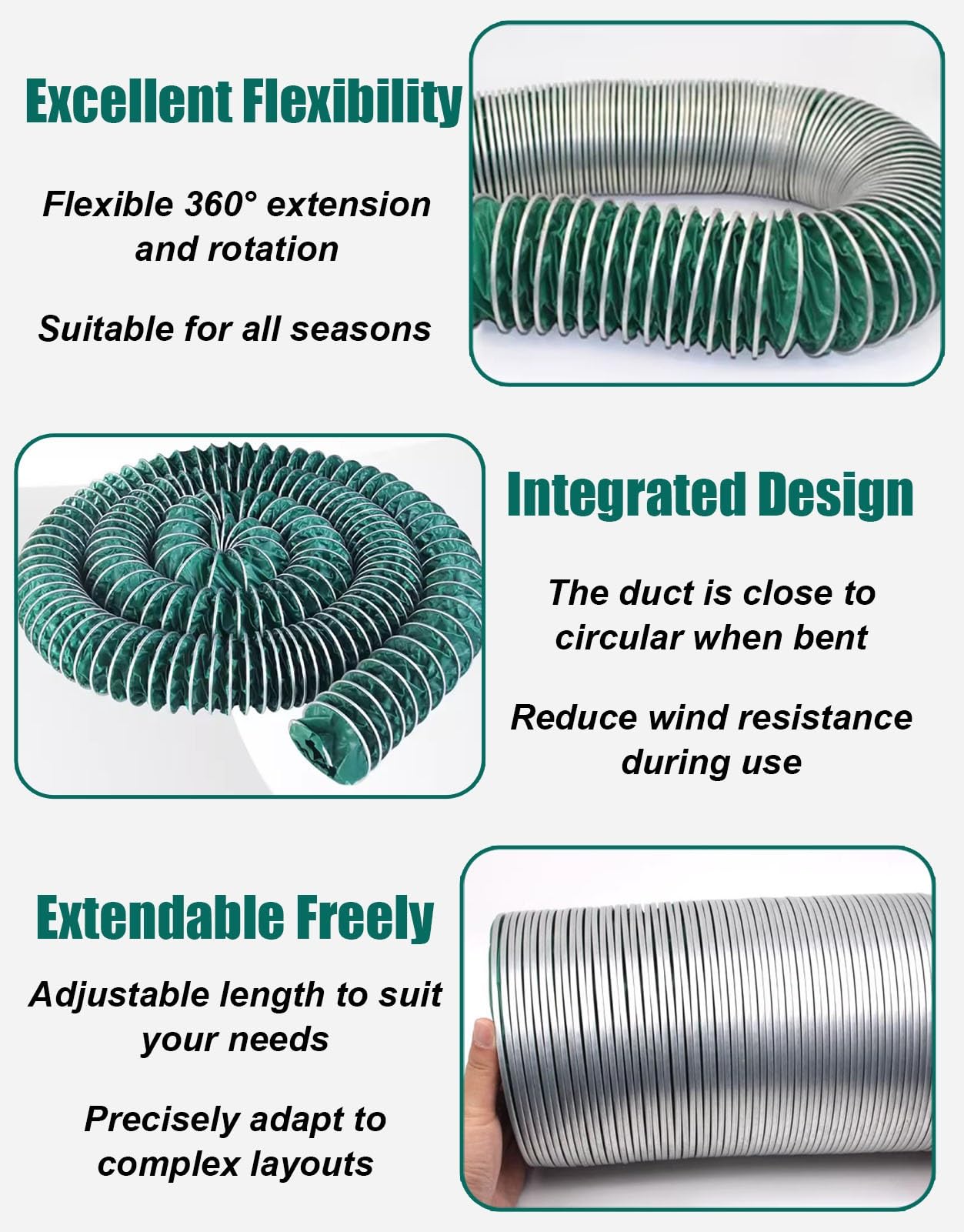 Tubo Secadora Universal Manguera de Escape Extensible para Secadora en Espacios Reducidos, Conducto Largo para Calentador Diésel, Tubo Flexible para Extractor de Aire(25.5cm(10in),L 200cm(6.6ft))