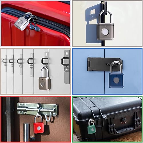 Miniatura 8 de Pothunder Candado inteligente de huellas dactilares, cerradura de metal biométrico sin llave, impermeable, recargable por USB, para casillero de