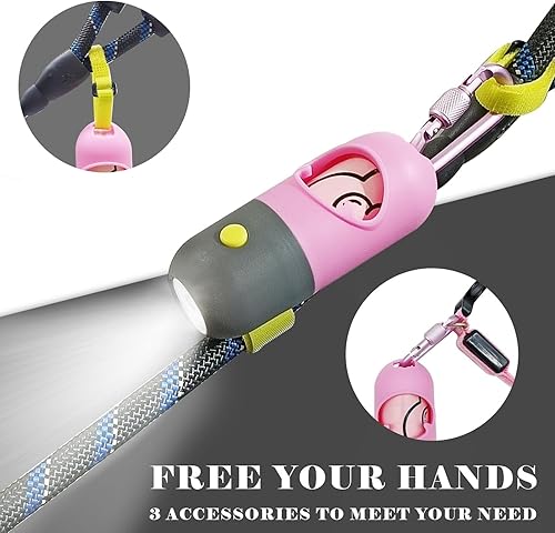 Miniatura 3 de Soporte para bolsas de excremento de perro con linterna LED, dispensador de bolsas de basura para mascotas para correa, contenedor de bolsas para