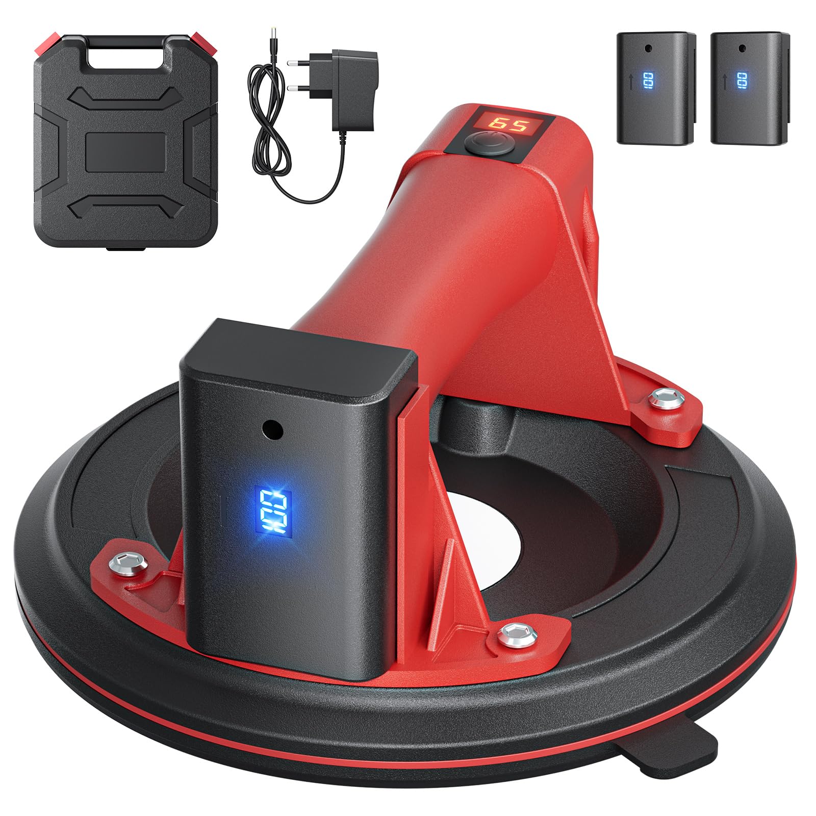 Ventosa elettrica Diametro 20,5 cm Ventosa per piastrelle Capacità Carico 300 Kg 8 inch Ventosa di vetro con 2 Batterie per Vetro, Piastrelle, Marmo