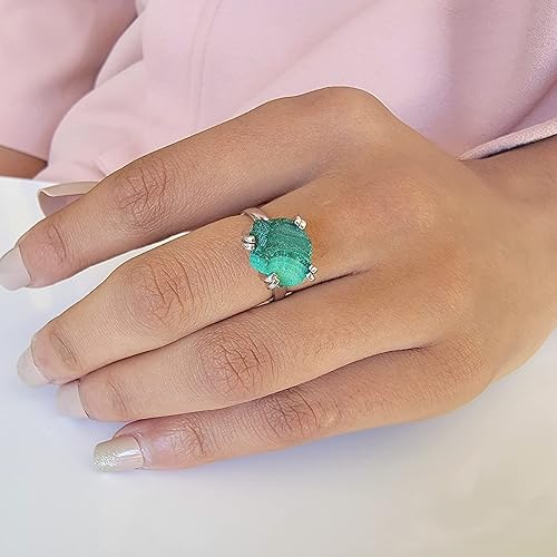 Miniatura 88 de Natural raw black tourmaline adjustable finger ring with white gold over 925 sterling silver, perfect October birthstone gift for her, Uniquelan