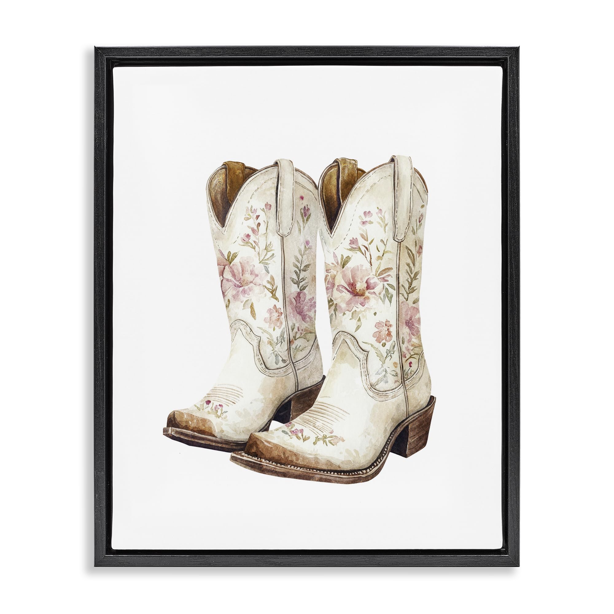 Stupell Industries Southwestern Floral Cowboy Boots Boots In Bloom Floral Western Charm, 16 X 20 Inch Canvas In Floater Frame