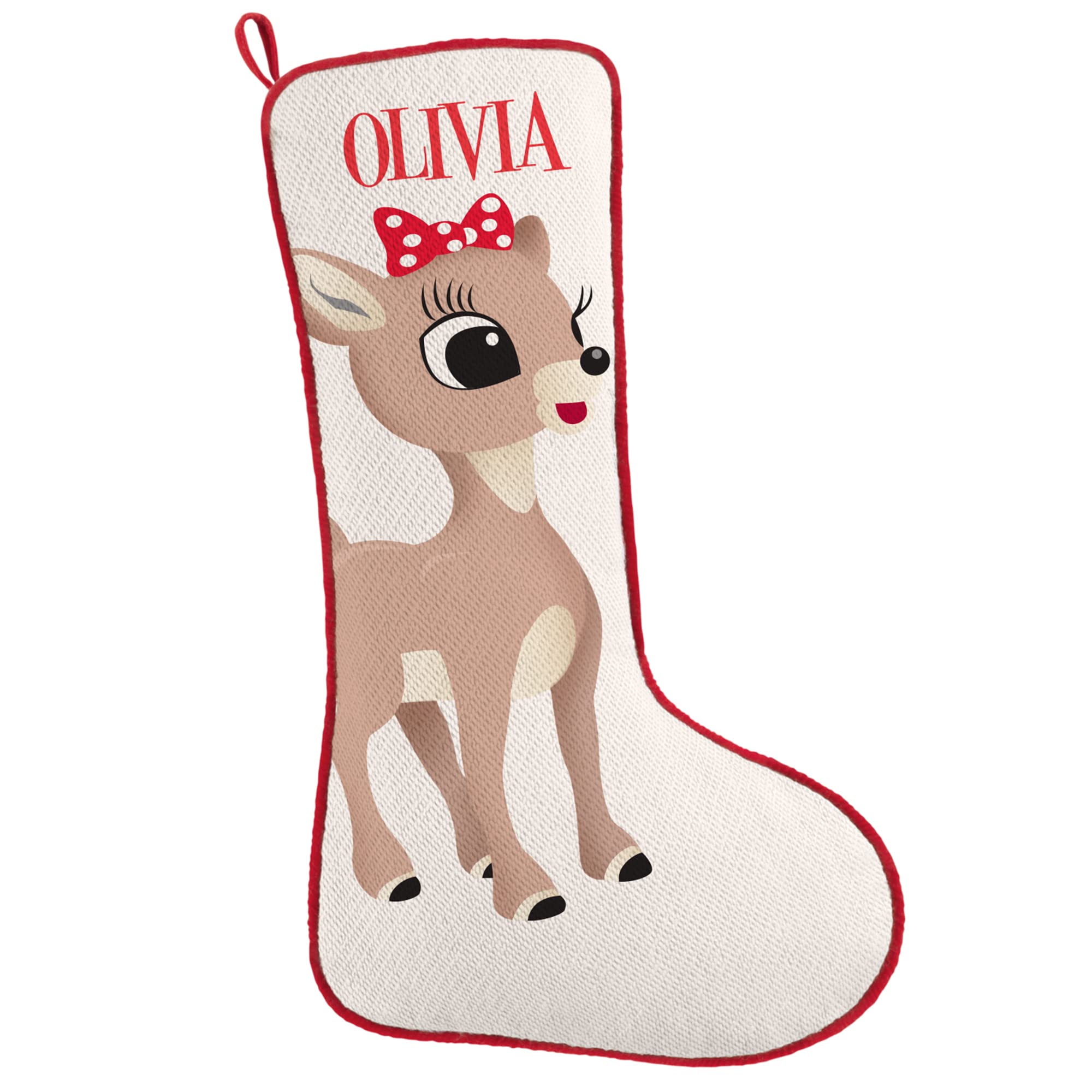 Let's Make Memories Personalized Rudolph Big Face Character Christmas Stocking - Clarice