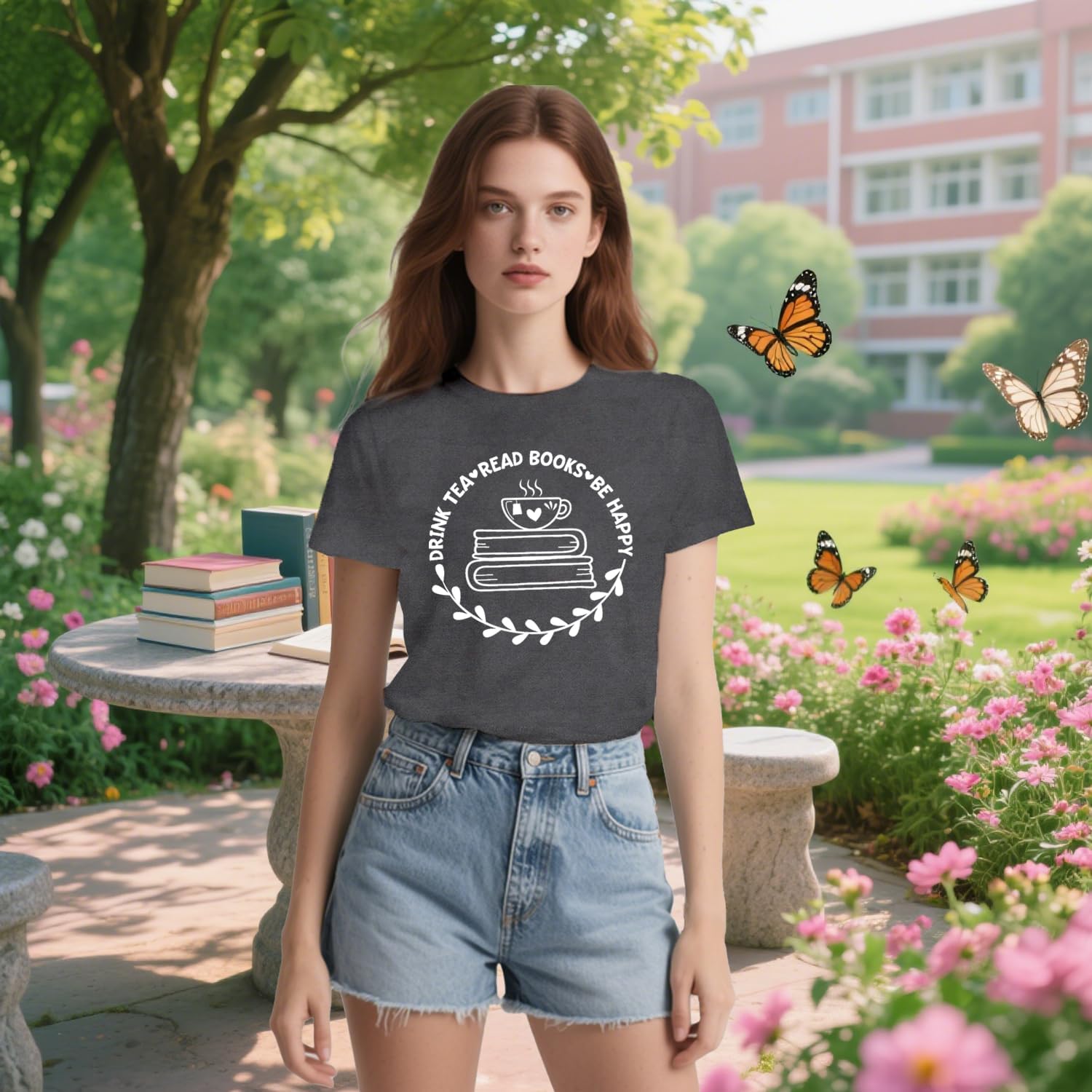 Teacher Shirts for Women Read Books T-Shirt Reading Tee Tops - Image 2