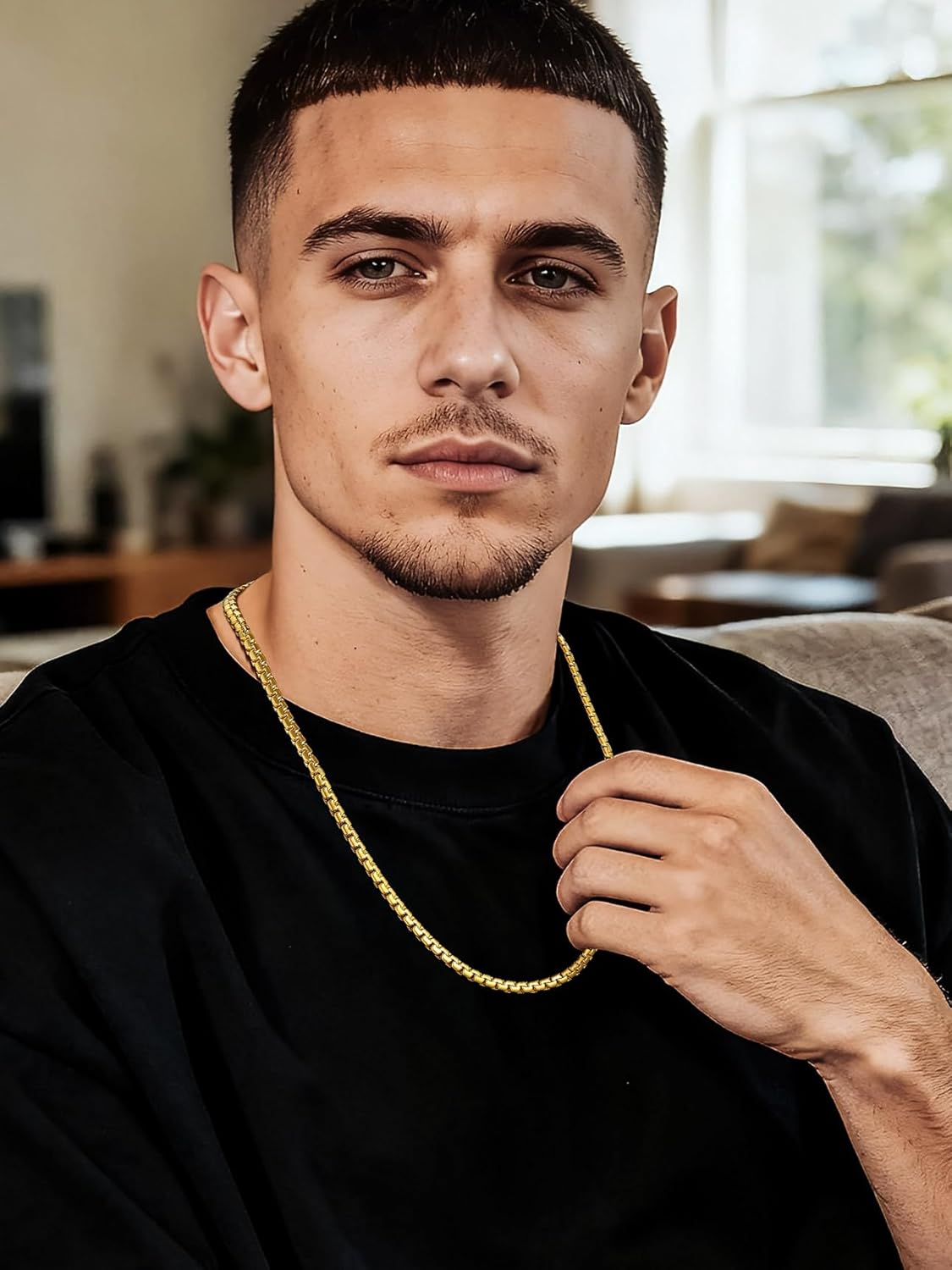 Bestyle 18K Gold Plated/Silver/Black Chain for Men, Hypoallergenic 2/4/6/8mm Stainless Steel Flat Link Chain Necklace for Men & Women Hip Hop Jewelry, 14-30"