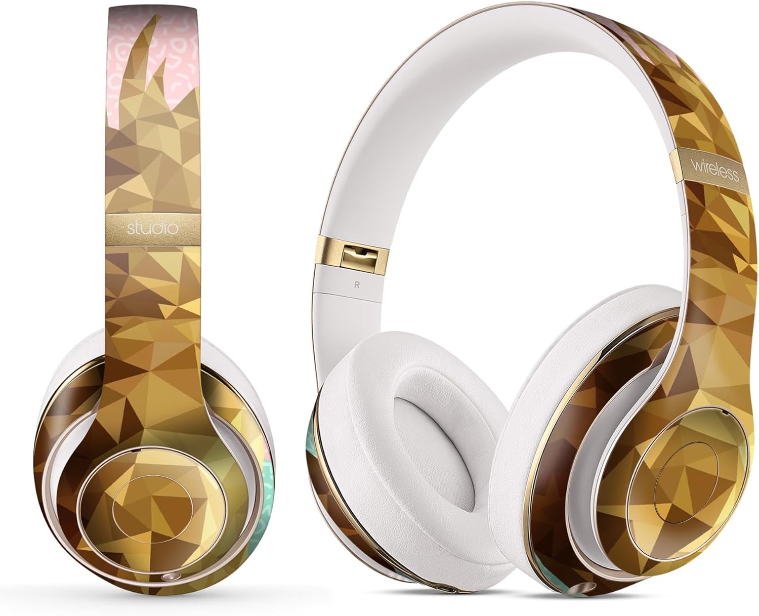 DesignSkinz - Compatible with Beats Studio 2/3 Wireless - Skin Decal Protective Scratch Resistant Vinyl Wrap - Golden Inked Marble Swirl