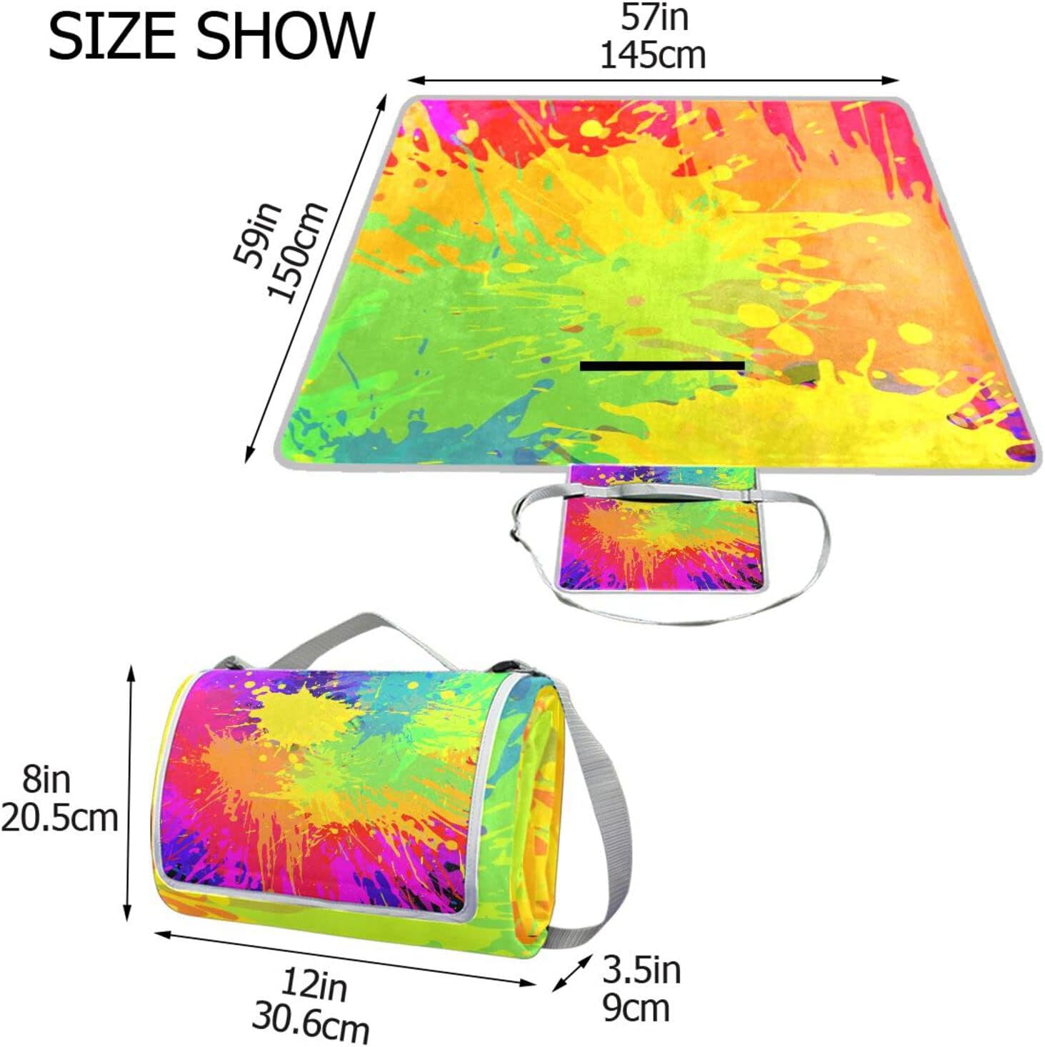 レジャーシート レジャーマット 厚手 アルミ 折り畳み 防水 コンパクト 大判 スプラッシュ 水彩 カラフル 花見 キャンプ 軽量