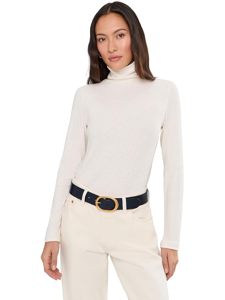 White Madewell Coverstitch Turtleneck Drapey Rayon Rib