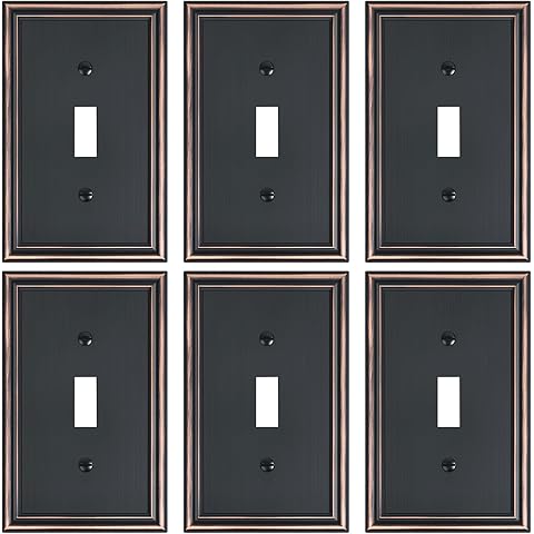 6-Pack Single Toggle Light Switch Cover Plate, Durable Solid Zinc Alloy Decorative ...