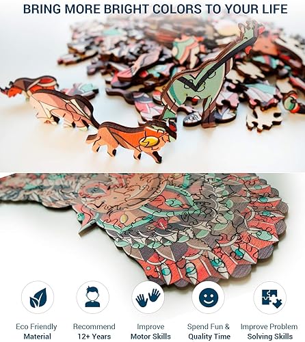 Miniatura 5 de Hodslen Woods - Rompecabezas de madera de animales para niños (más de 12 años), adultos, adolescentes, familia rompecabezas de madera natural con