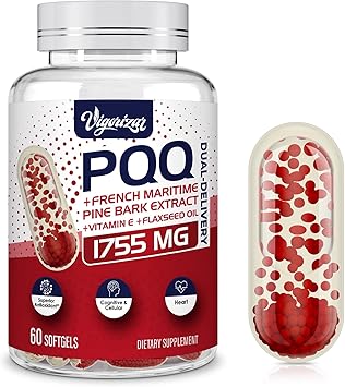 200 mg Pycnogeno with PQQ, Premium French Maritime Pine Bark Extract, Unique Dual-Delivery for Maximum Absorption, Pine Bark Extract for Vascular & Heart & Joint Function - 60 Vegan Softgels