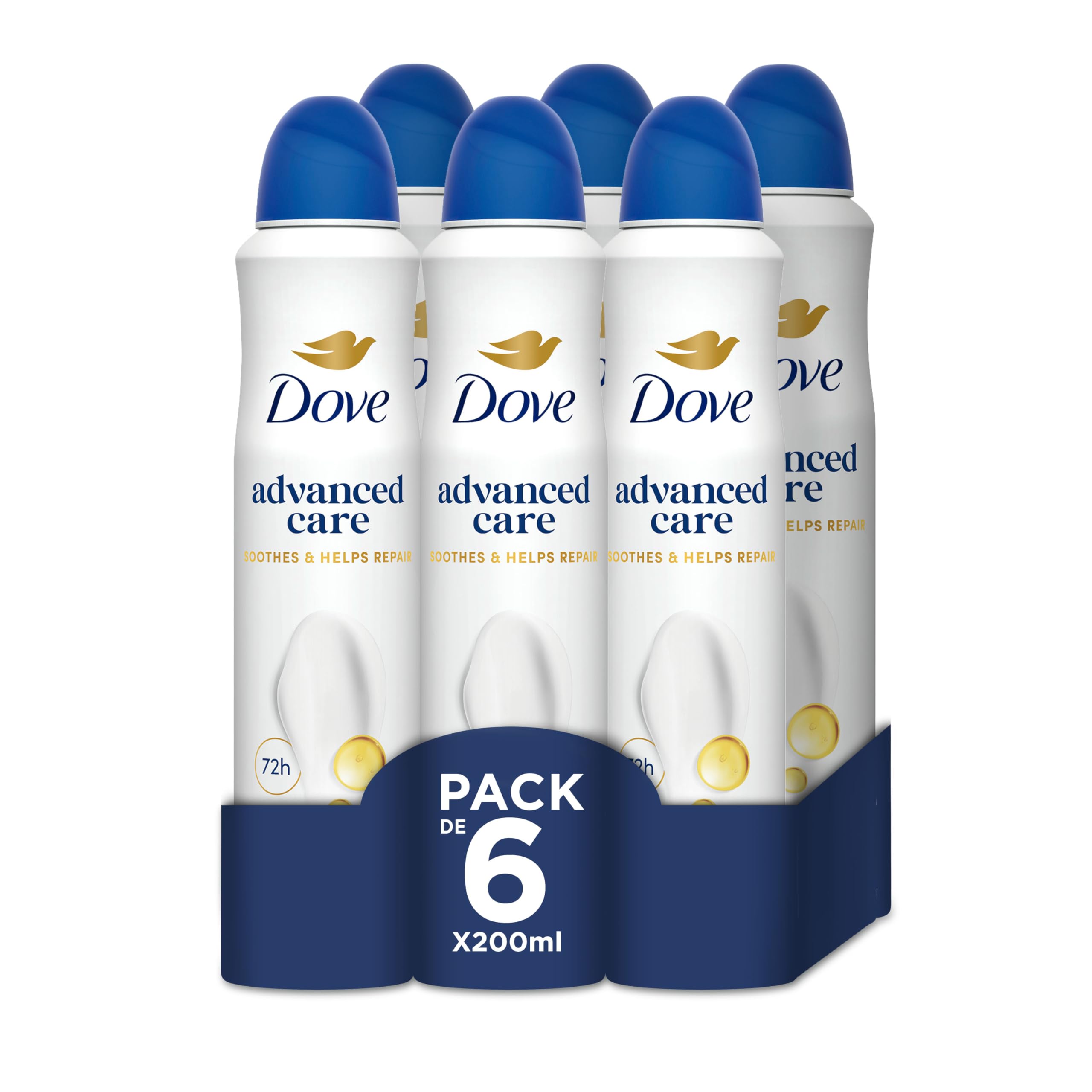Dove Advanced Care Desodorante Original Protección 72 horas Spray 200ml x6