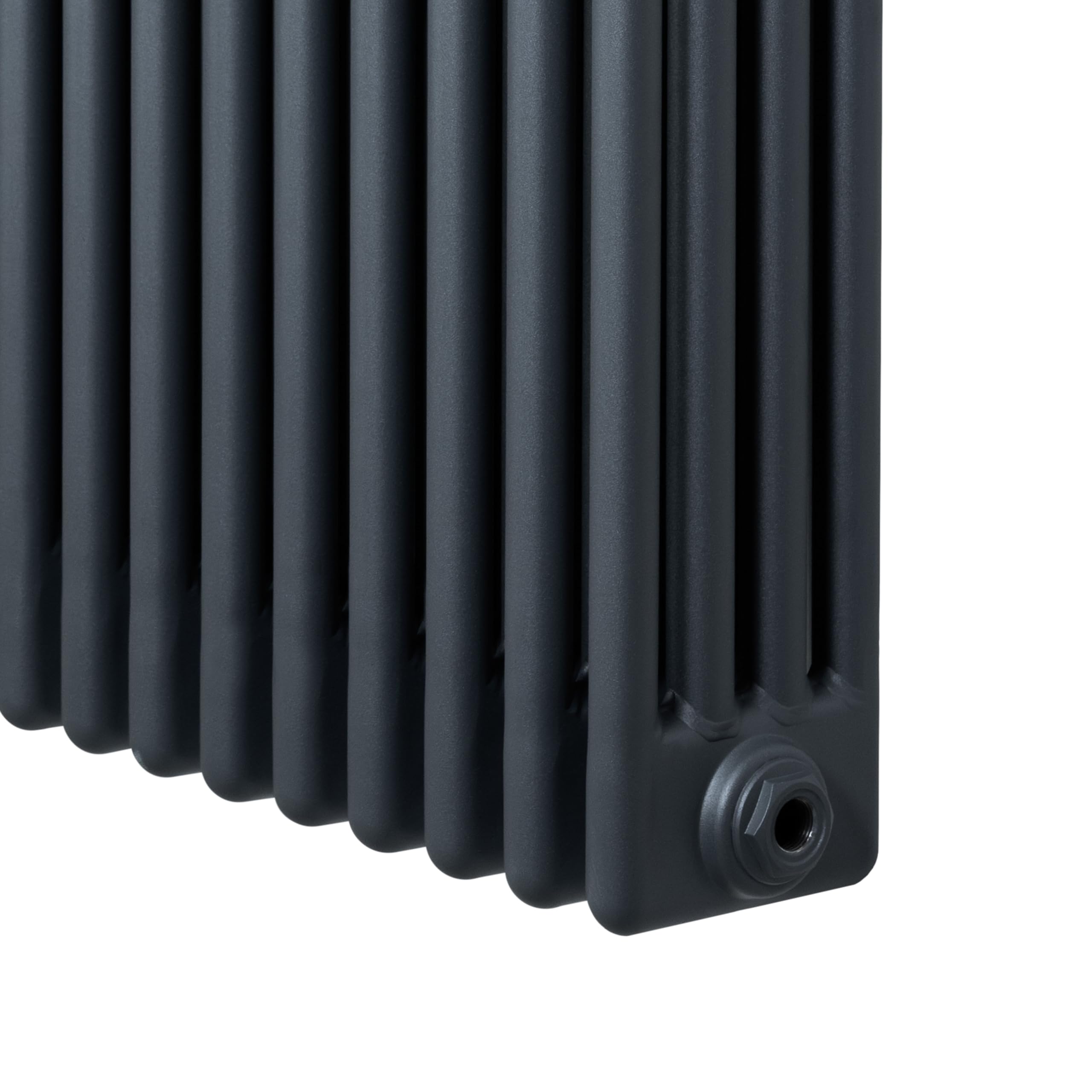 Radiatore Tradizionale a 4 Colonne 1800 x 380 mm Verticale Acciaio al Carbonio Riscaldamento Centrale Design Classico Antracite con Kit Fissaggio e Spazzola Pulizia