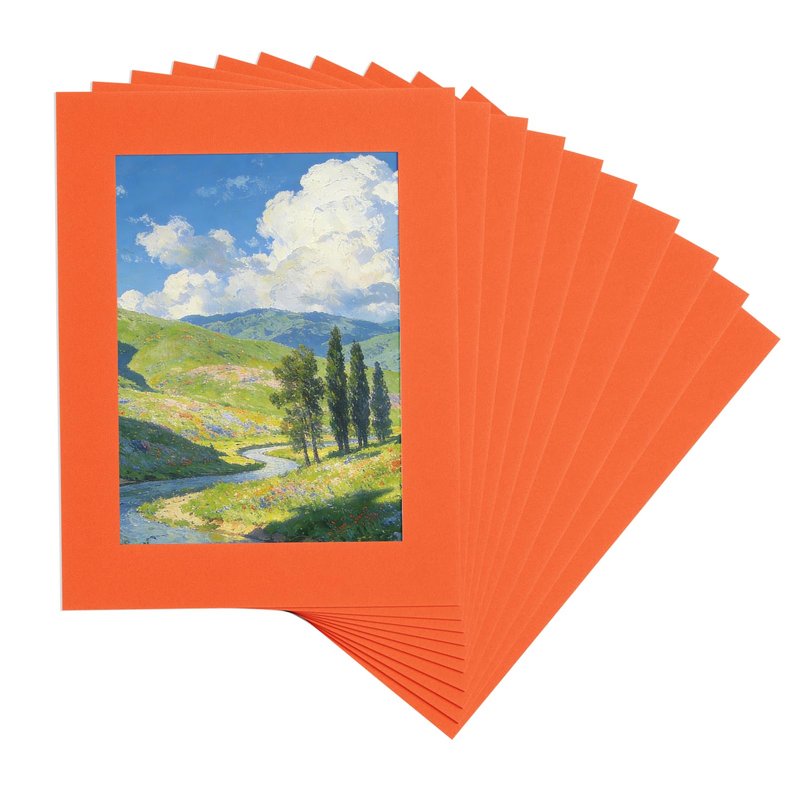 sourcing map 10 Pcs Picture Frame Mats, 9 x 7 Inch Picture Mats for Frames, Photo Mattes Angled Cut Board for Photos Prints Watercolor Artwork Backing, Orange