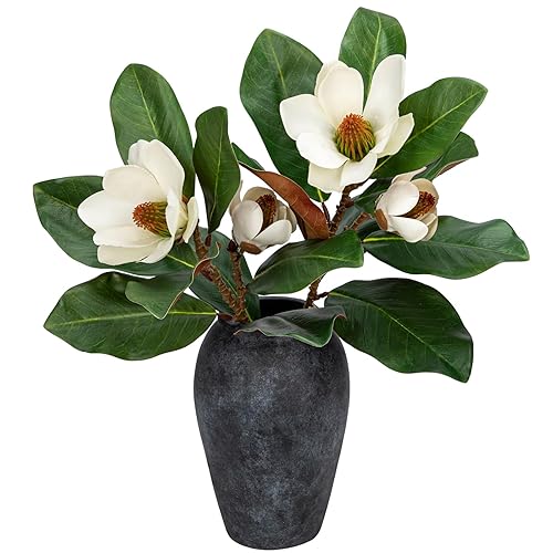 Briful Artificial Magnolia Floral Stems 2PCS 19.7'' Tall Faux Magnolia